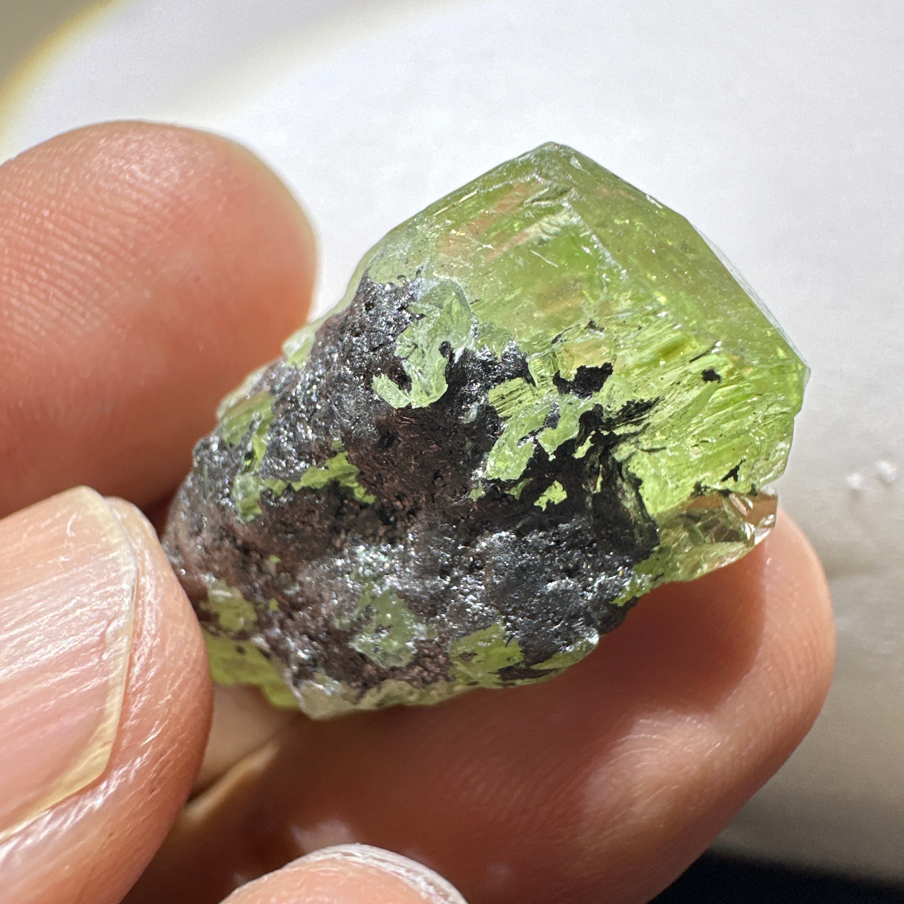 Diopside crystal on matrix, 8.4gm, Merelani, Tanzania