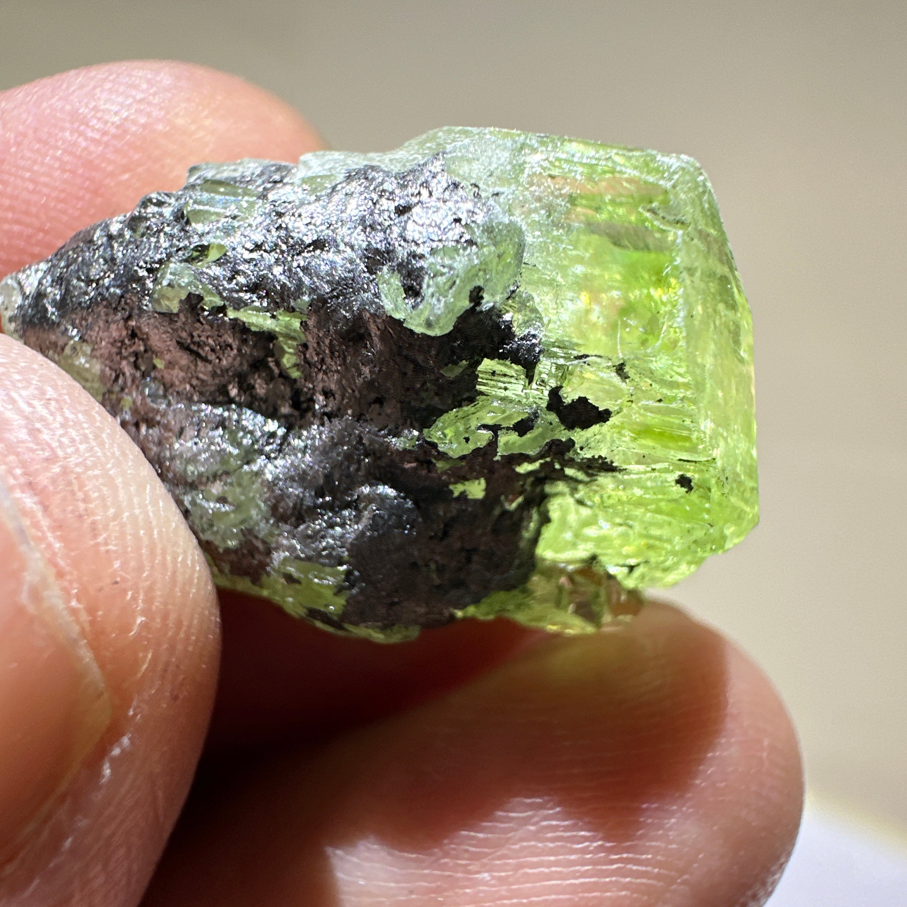 Diopside crystal on matrix, 8.4gm, Merelani, Tanzania