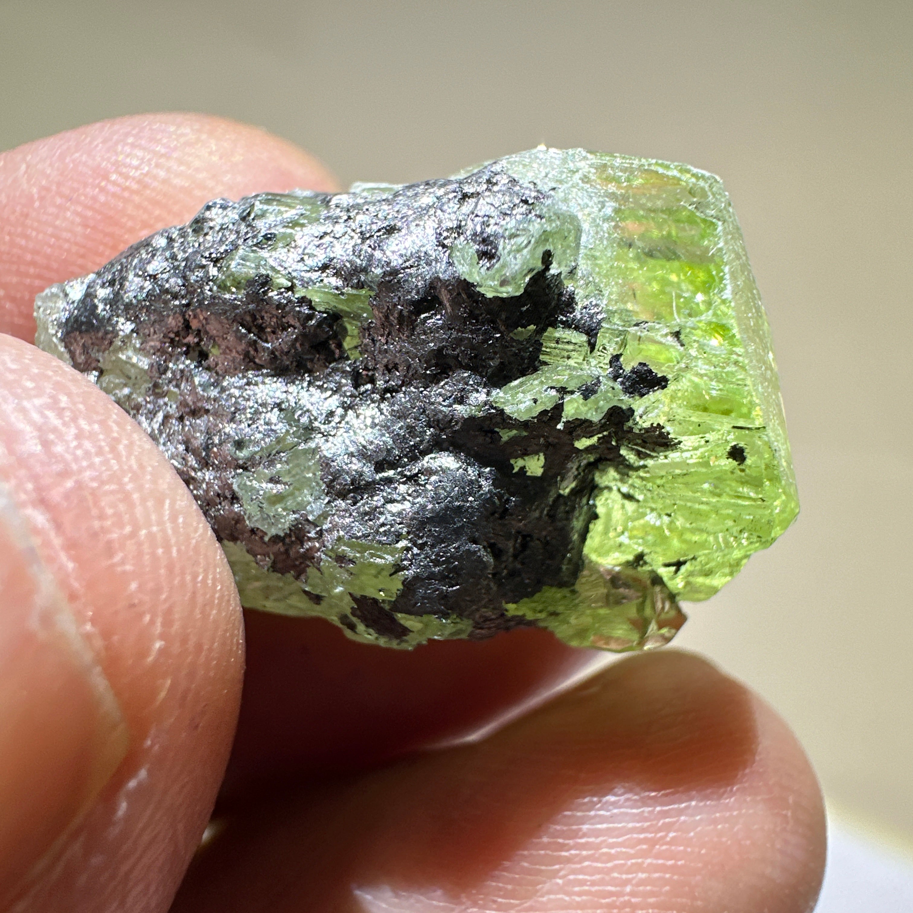 Diopside crystal on matrix, 8.4gm, Merelani, Tanzania