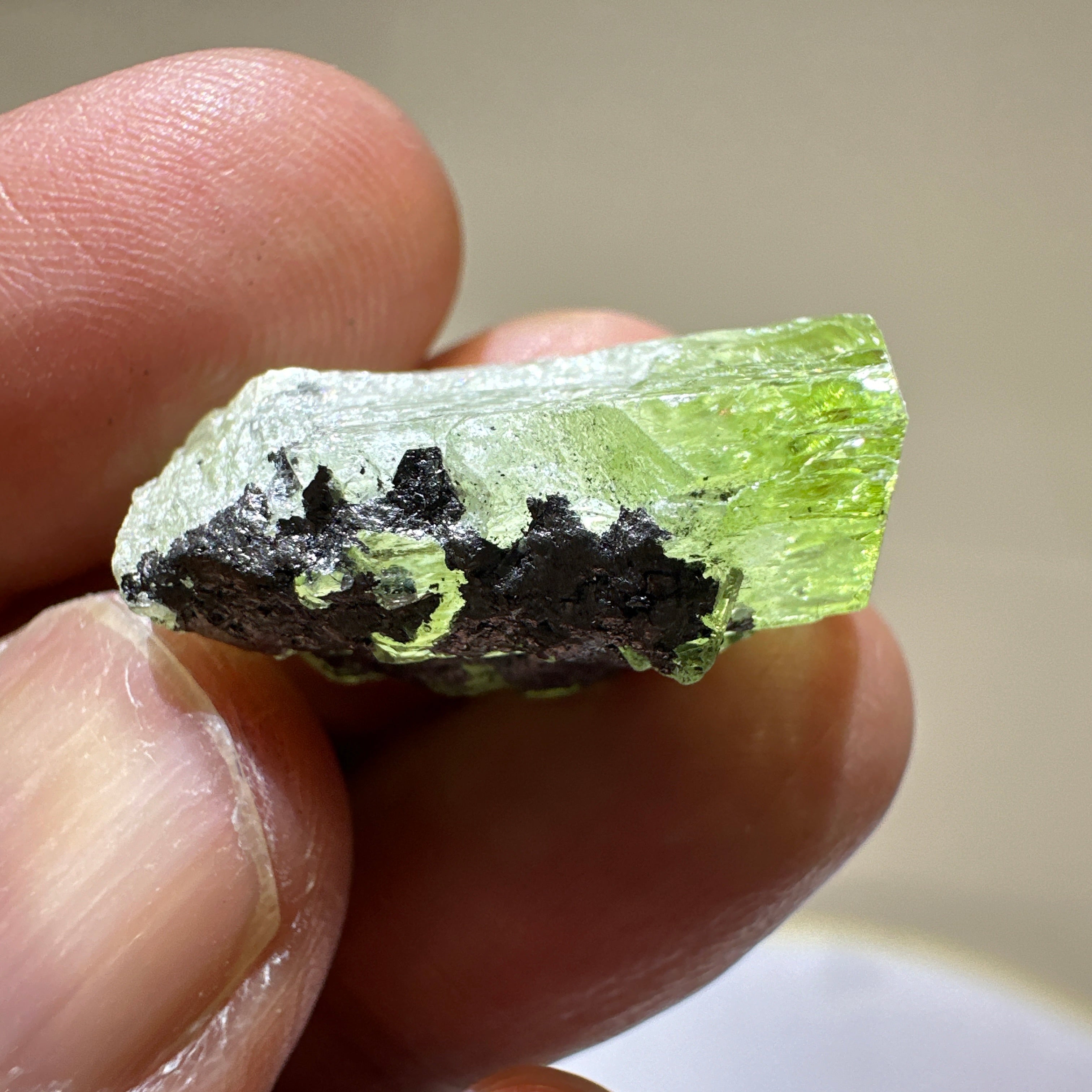 Diopside crystal on matrix, 8.4gm, Merelani, Tanzania