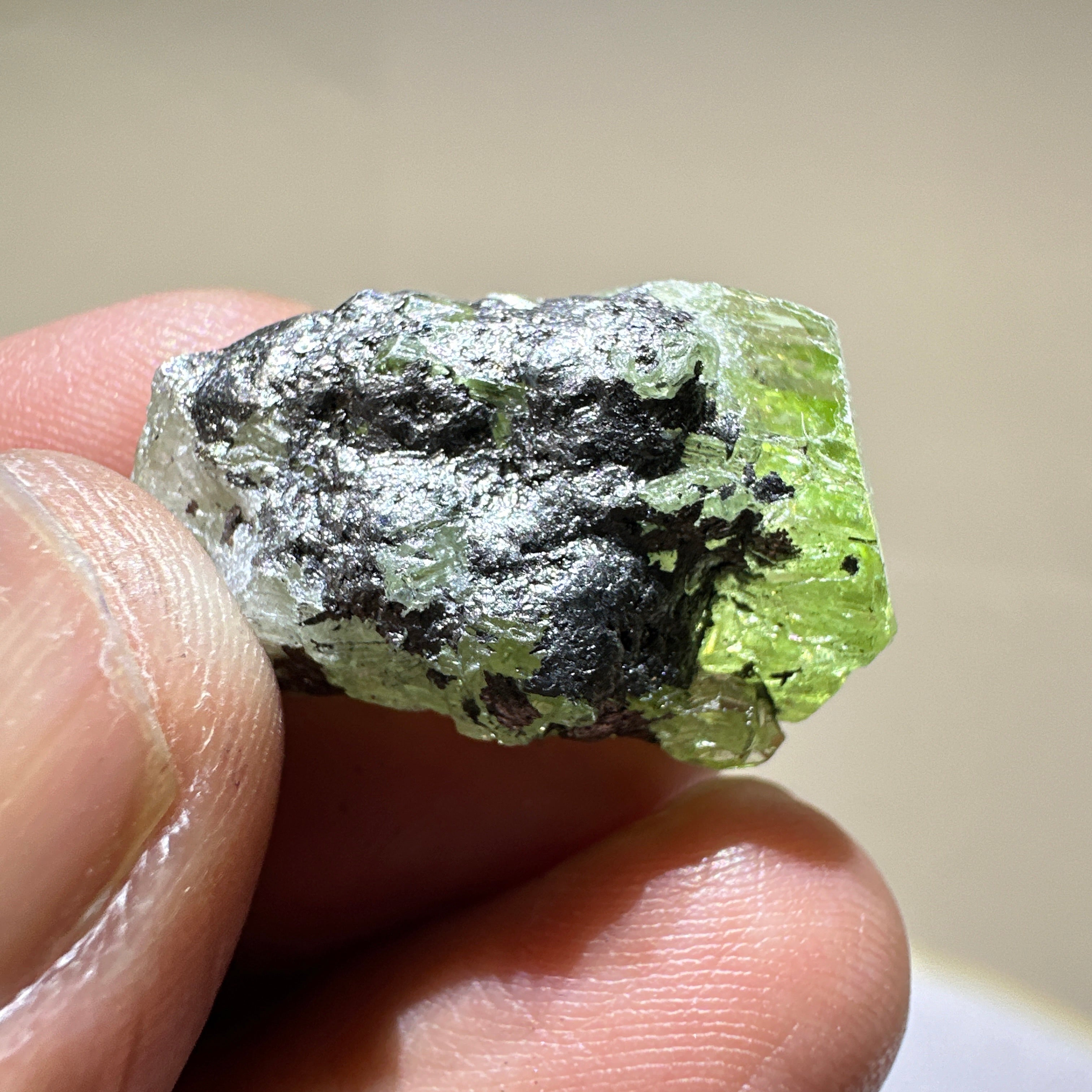 Diopside crystal on matrix, 8.4gm, Merelani, Tanzania