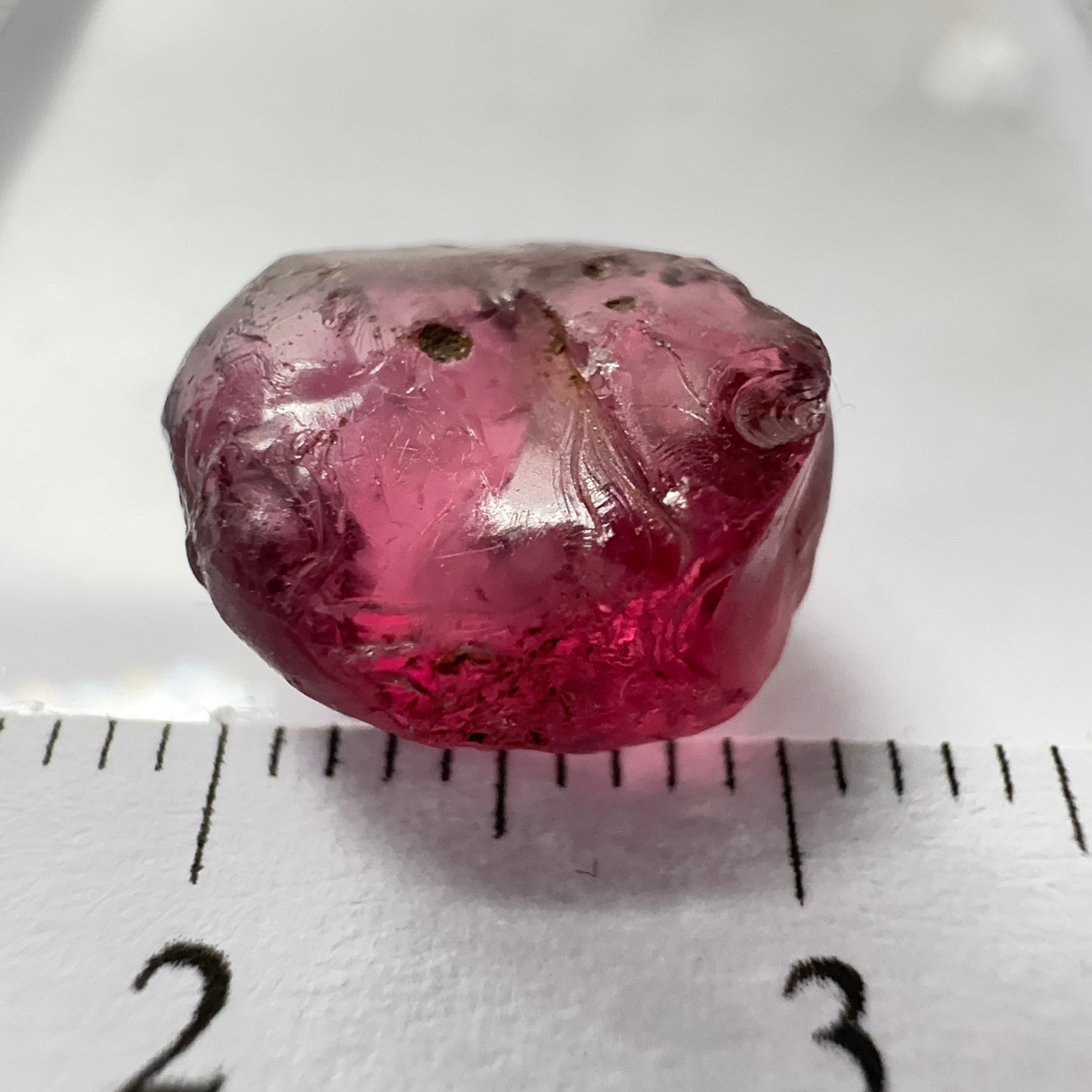 Rhodolite Garnet Colour Shifting, 6.56ct, Umba, Tanzania, Untreated Untreated. Few bubbles on outside, rest vvs with very slight silk, flattish shape see pics