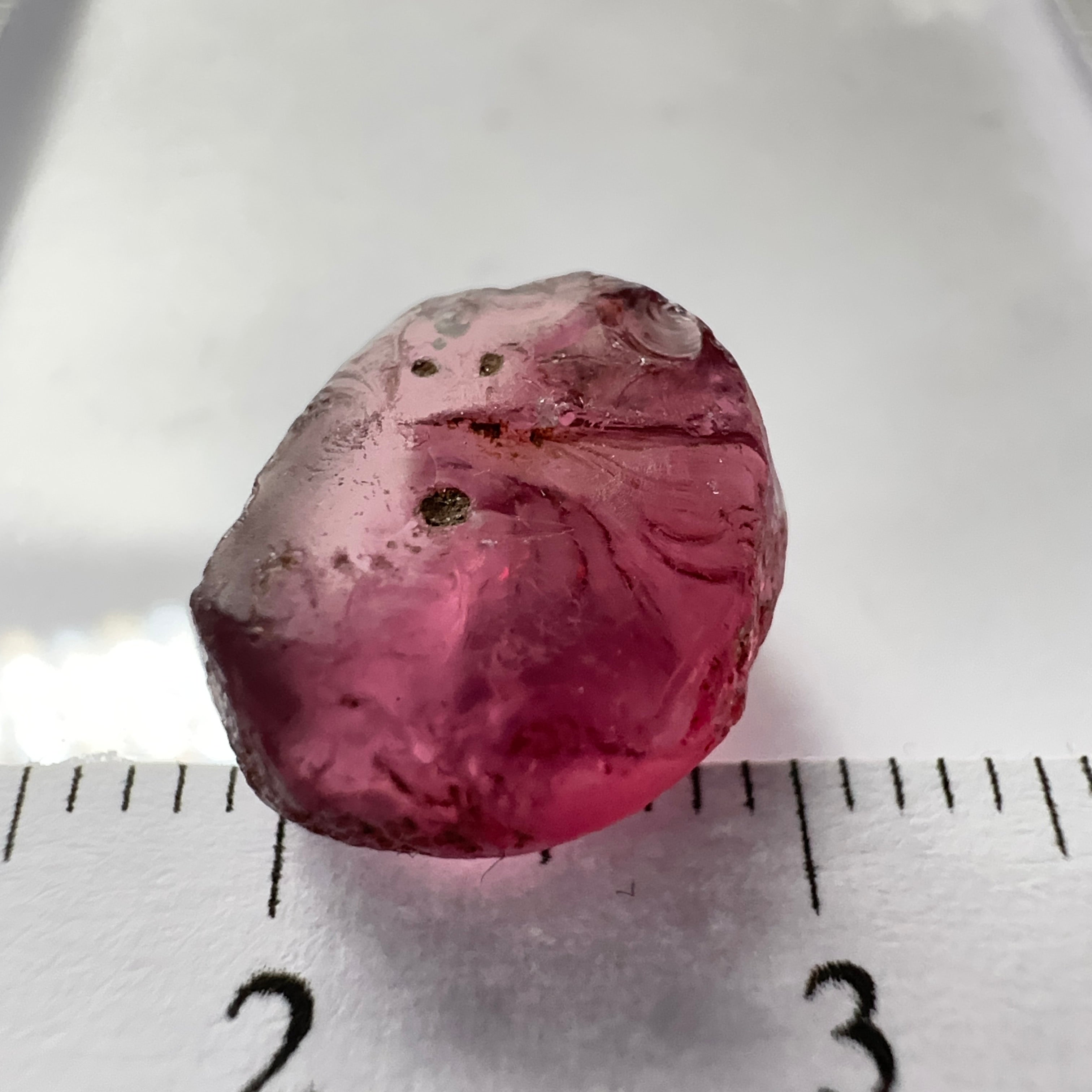 Rhodolite Garnet Colour Shifting, 6.56ct, Umba, Tanzania, Untreated Untreated. Few bubbles on outside, rest vvs with very slight silk, flattish shape see pics