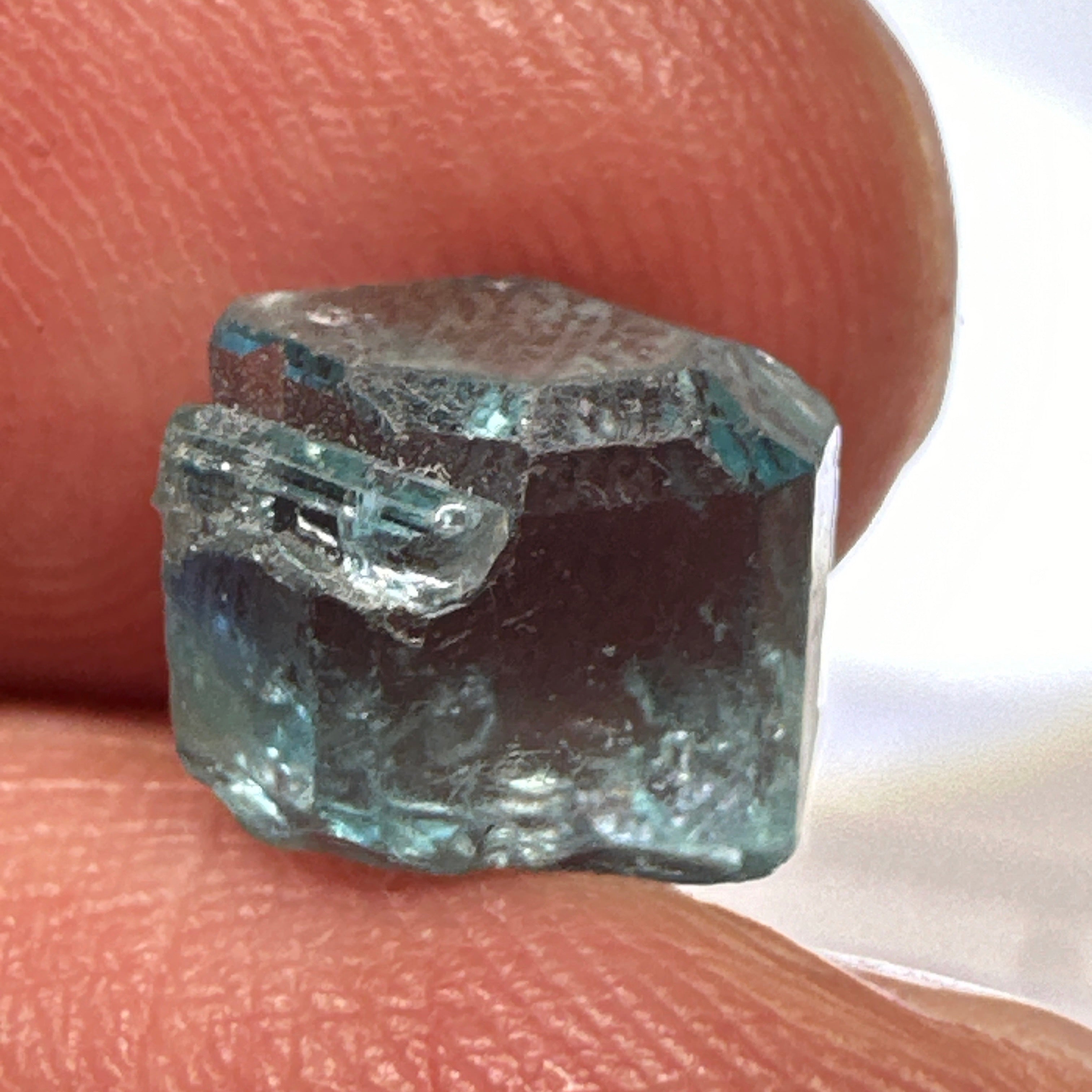 Blue Apatite Crystal, 3.81ct, Merelani, Tanzania, Untreated Unheated, faceting grade