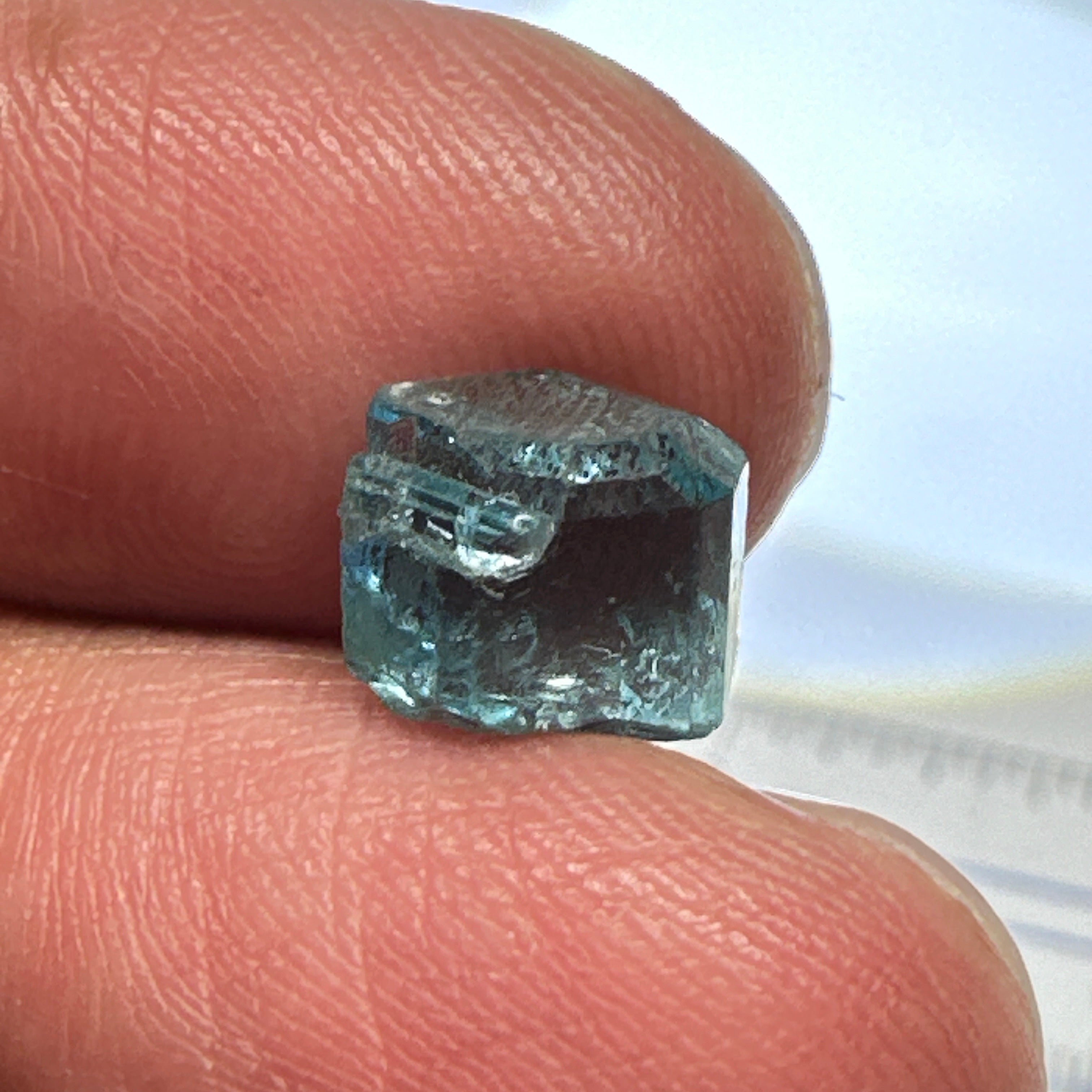 Blue Apatite Crystal, 3.81ct, Merelani, Tanzania, Untreated Unheated, faceting grade