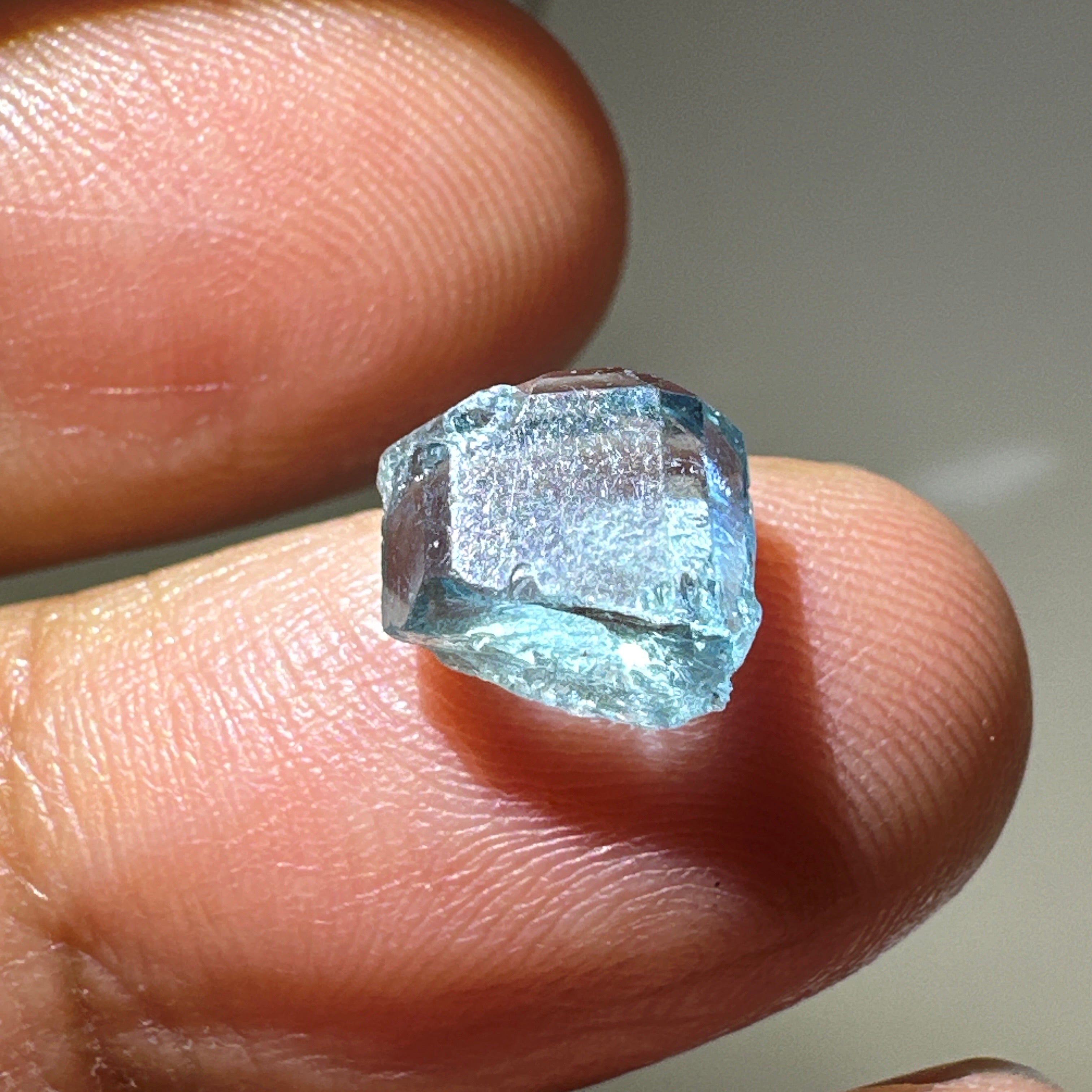 Blue Apatite Crystal, 3.81ct, Merelani, Tanzania, Untreated Unheated, faceting grade