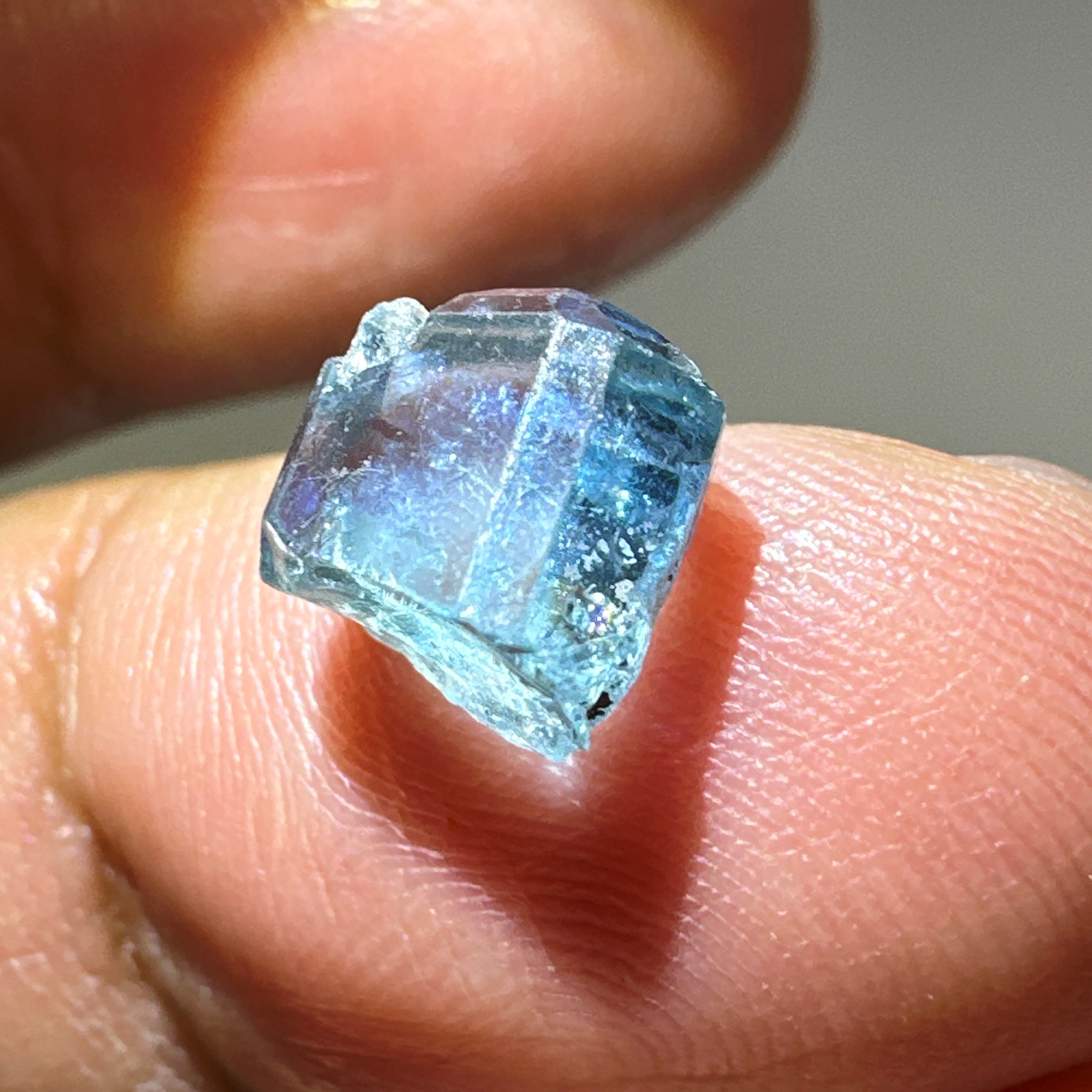 Blue Apatite Crystal, 3.81ct, Merelani, Tanzania, Untreated Unheated, faceting grade