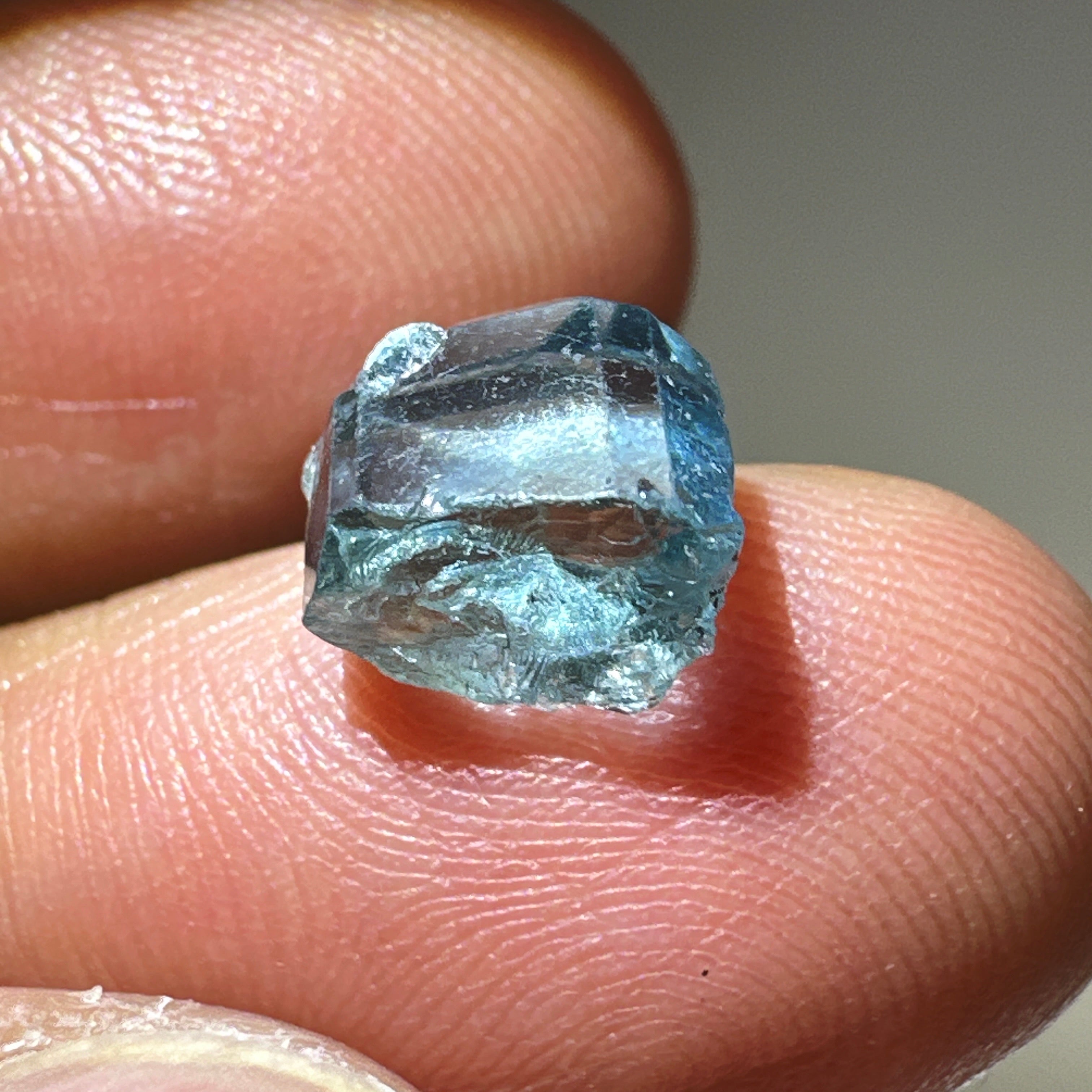 Blue Apatite Crystal, 3.81ct, Merelani, Tanzania, Untreated Unheated, faceting grade