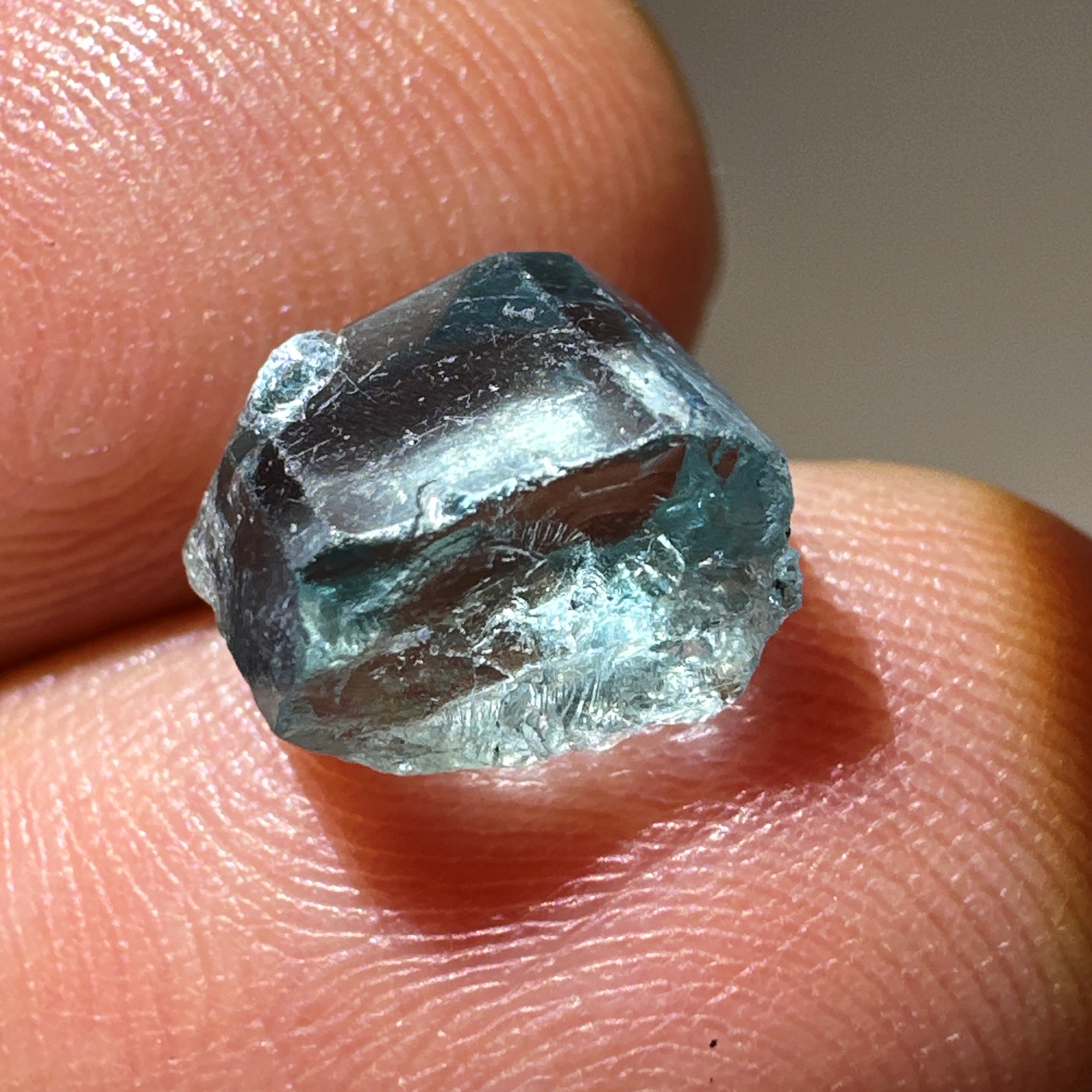 Blue Apatite Crystal, 3.81ct, Merelani, Tanzania, Untreated Unheated, faceting grade