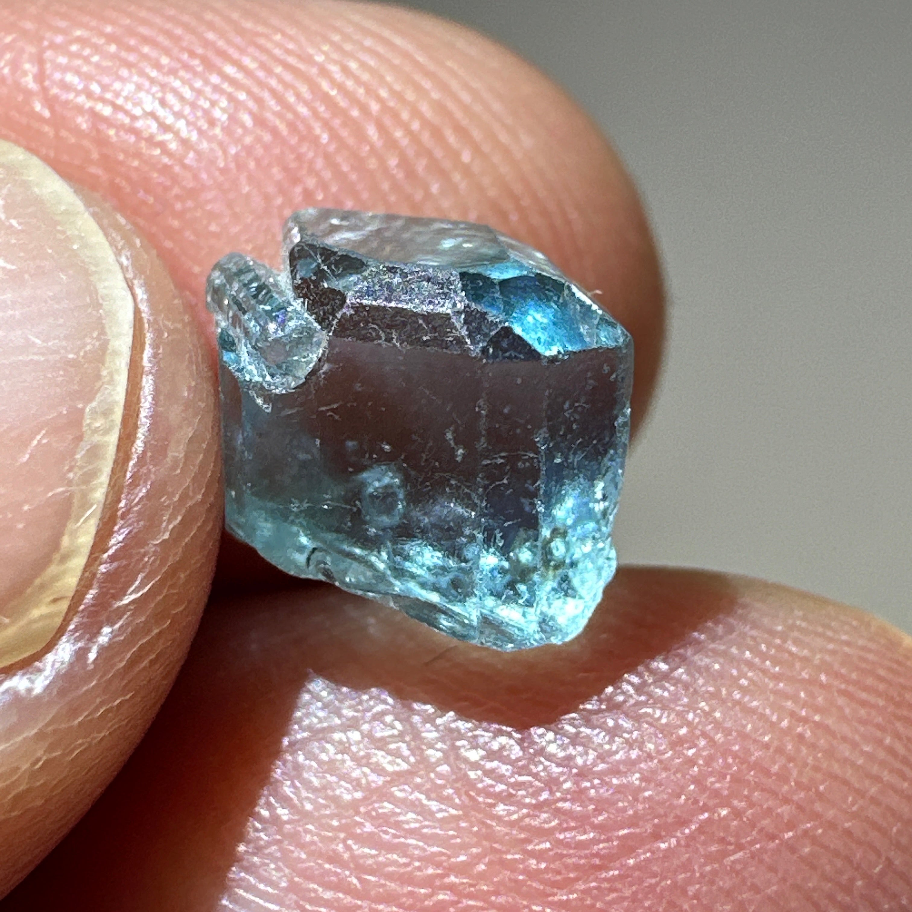 Blue Apatite Crystal, 3.81ct, Merelani, Tanzania, Untreated Unheated, faceting grade