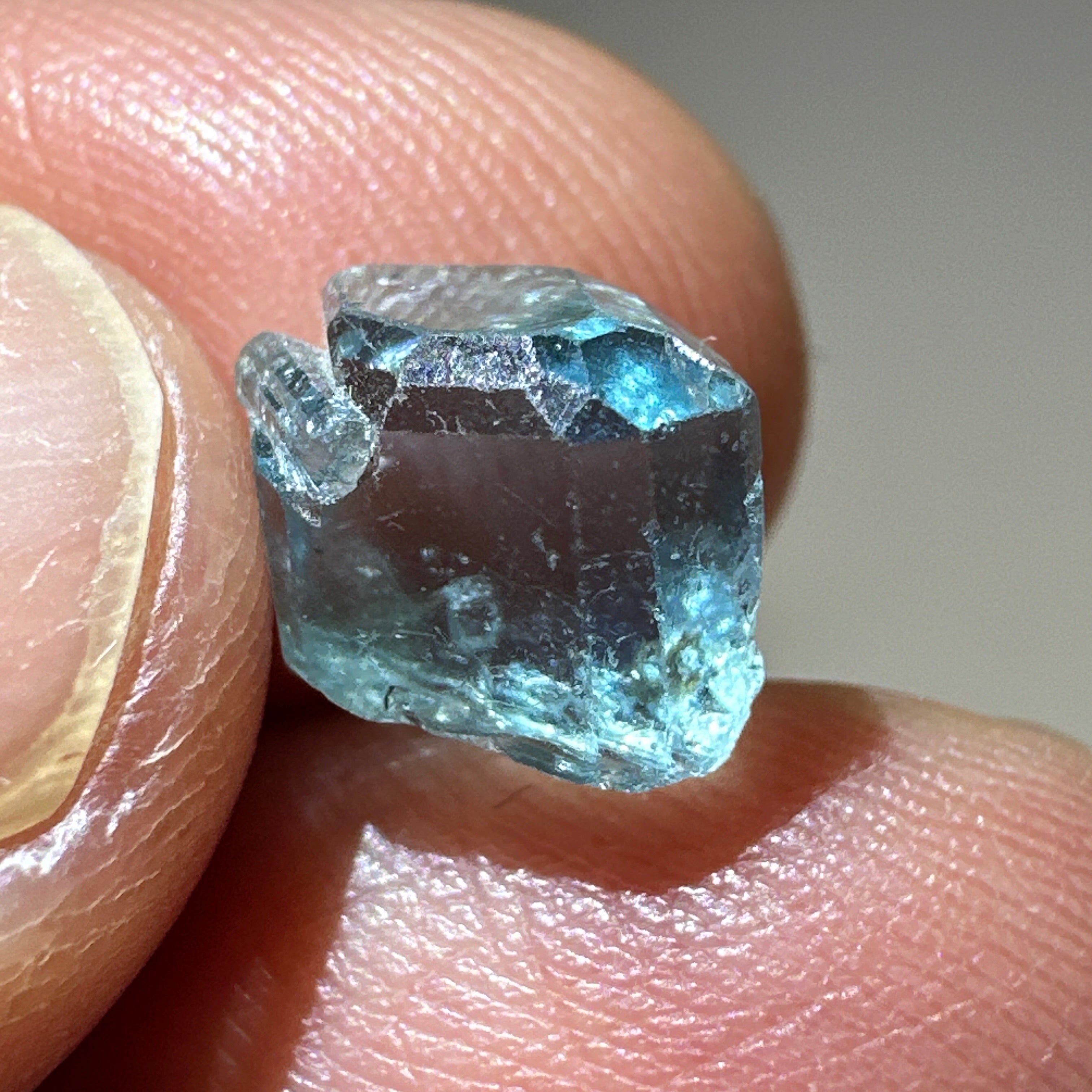 Blue Apatite Crystal, 3.81ct, Merelani, Tanzania, Untreated Unheated, faceting grade