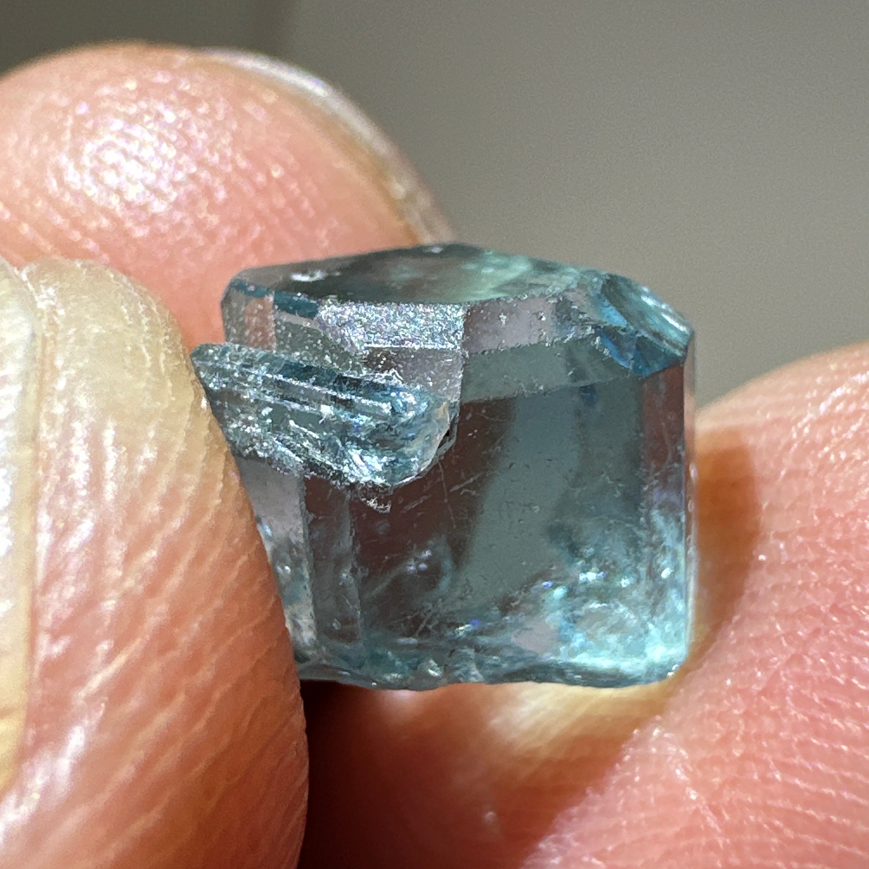 Blue Apatite Crystal, 3.81ct, Merelani, Tanzania, Untreated Unheated, faceting grade