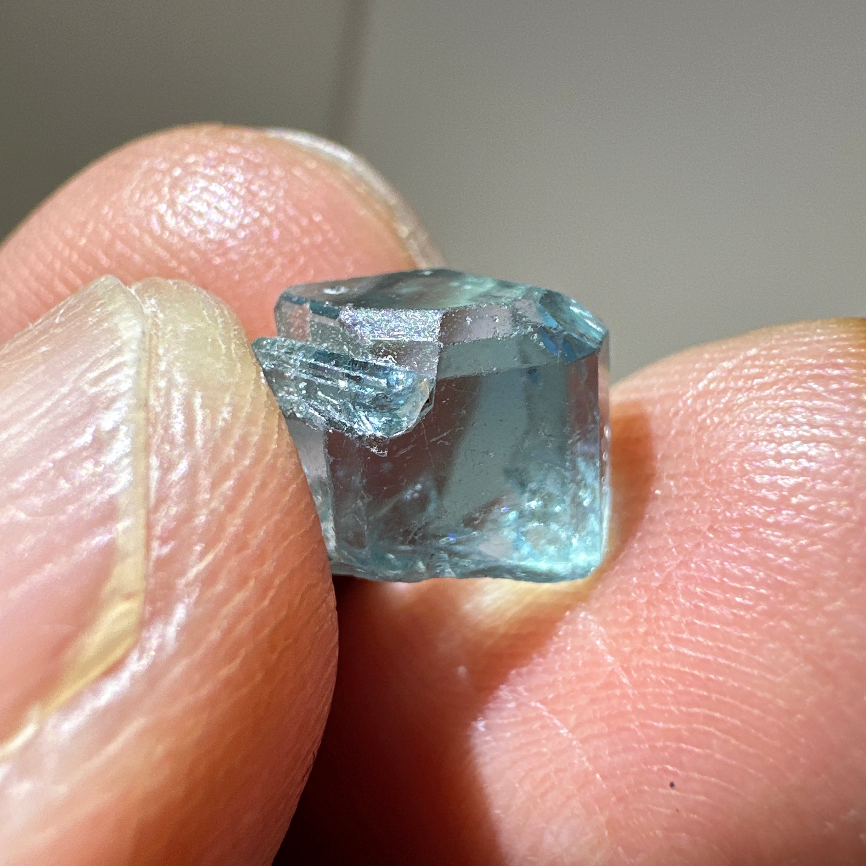 Blue Apatite Crystal, 3.81ct, Merelani, Tanzania, Untreated Unheated, faceting grade