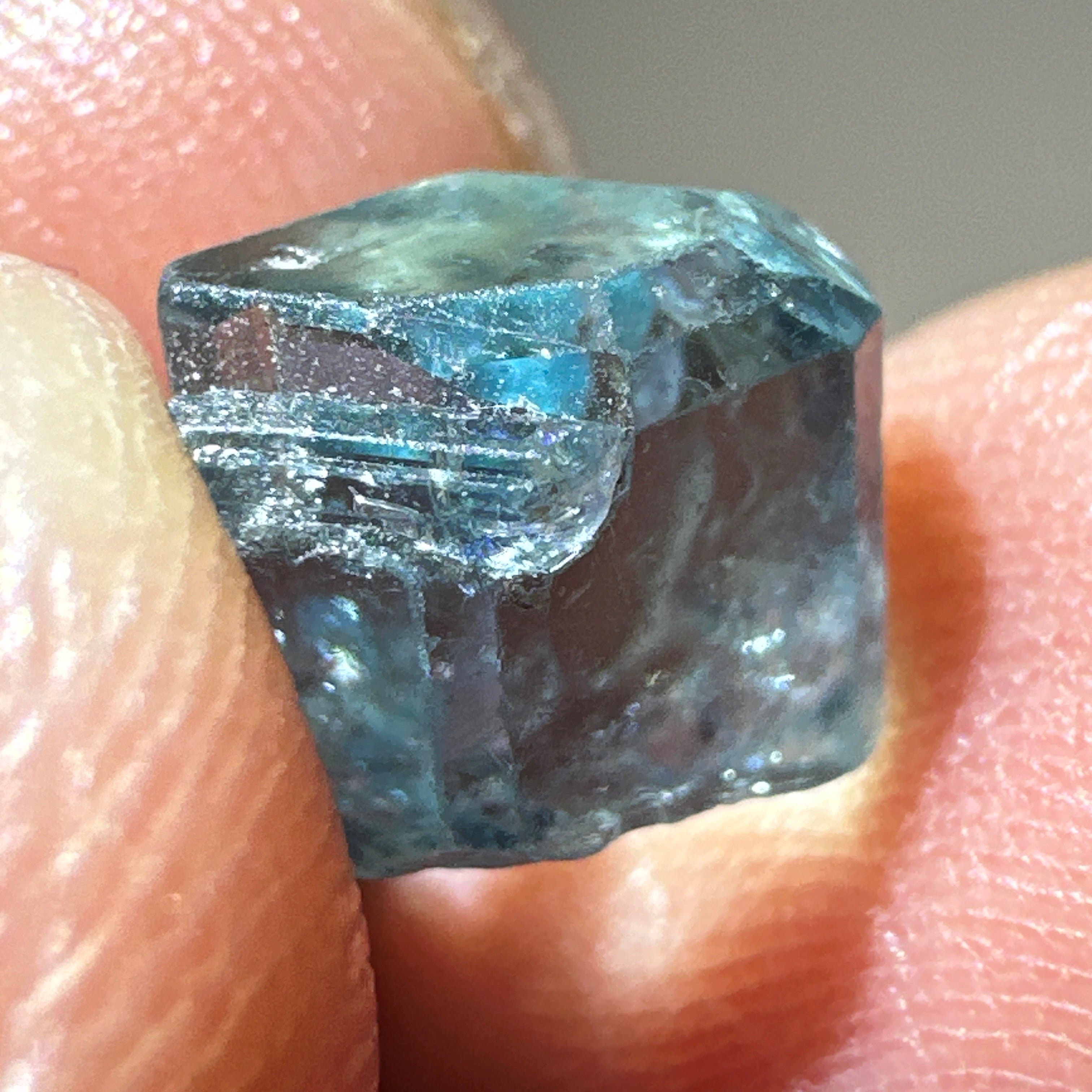 Blue Apatite Crystal, 3.81ct, Merelani, Tanzania, Untreated Unheated, faceting grade