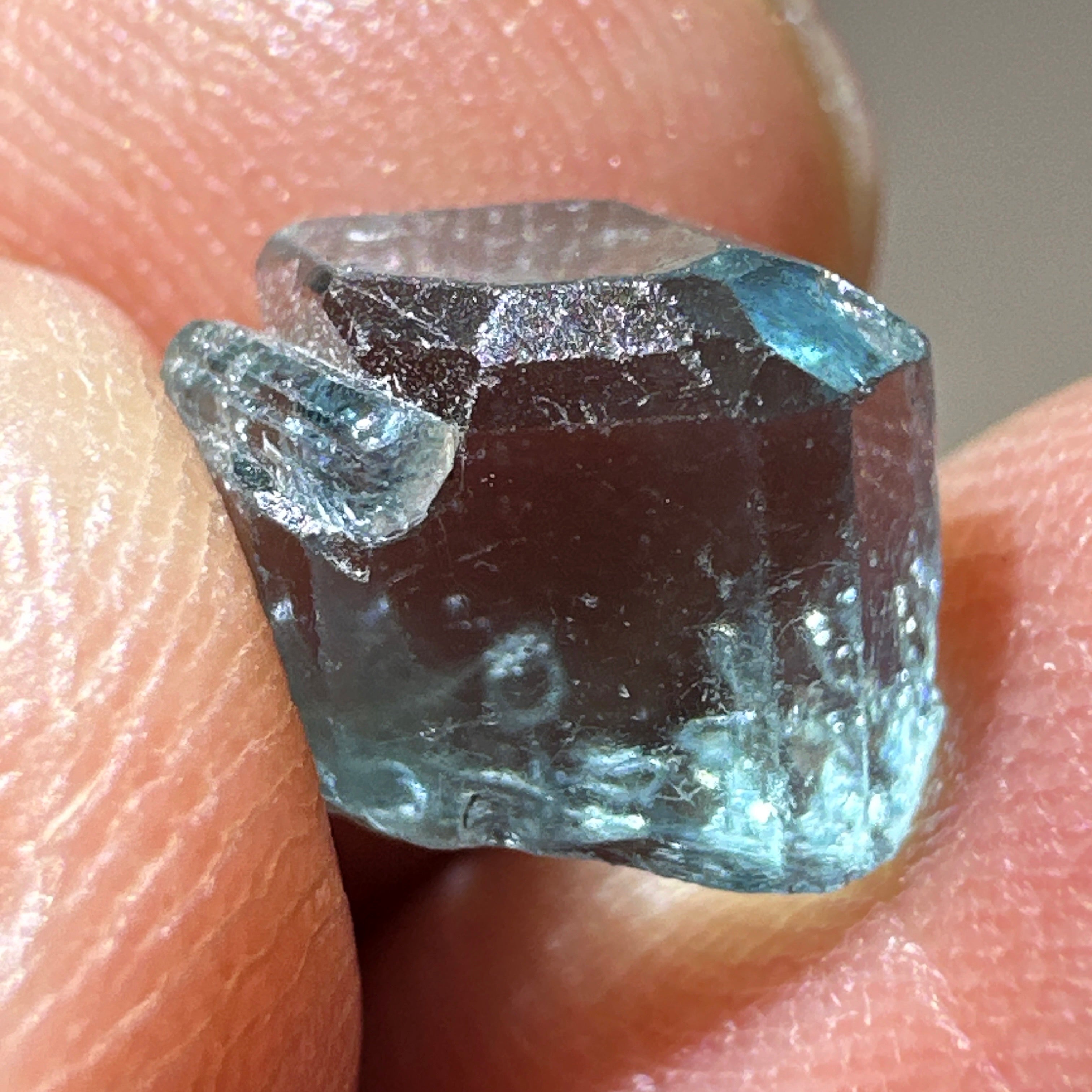 Blue Apatite Crystal, 3.81ct, Merelani, Tanzania, Untreated Unheated, faceting grade