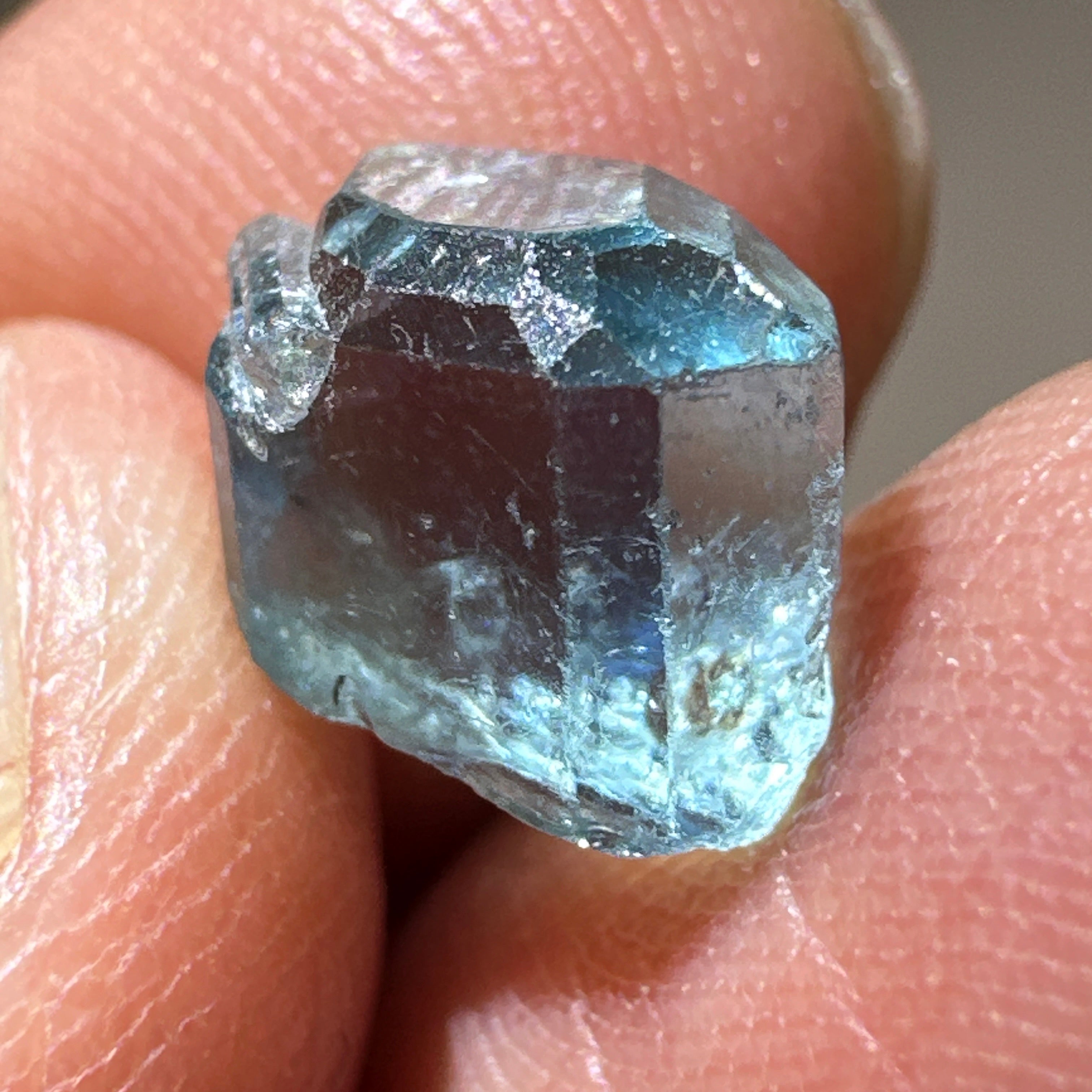 Blue Apatite Crystal, 3.81ct, Merelani, Tanzania, Untreated Unheated, faceting grade