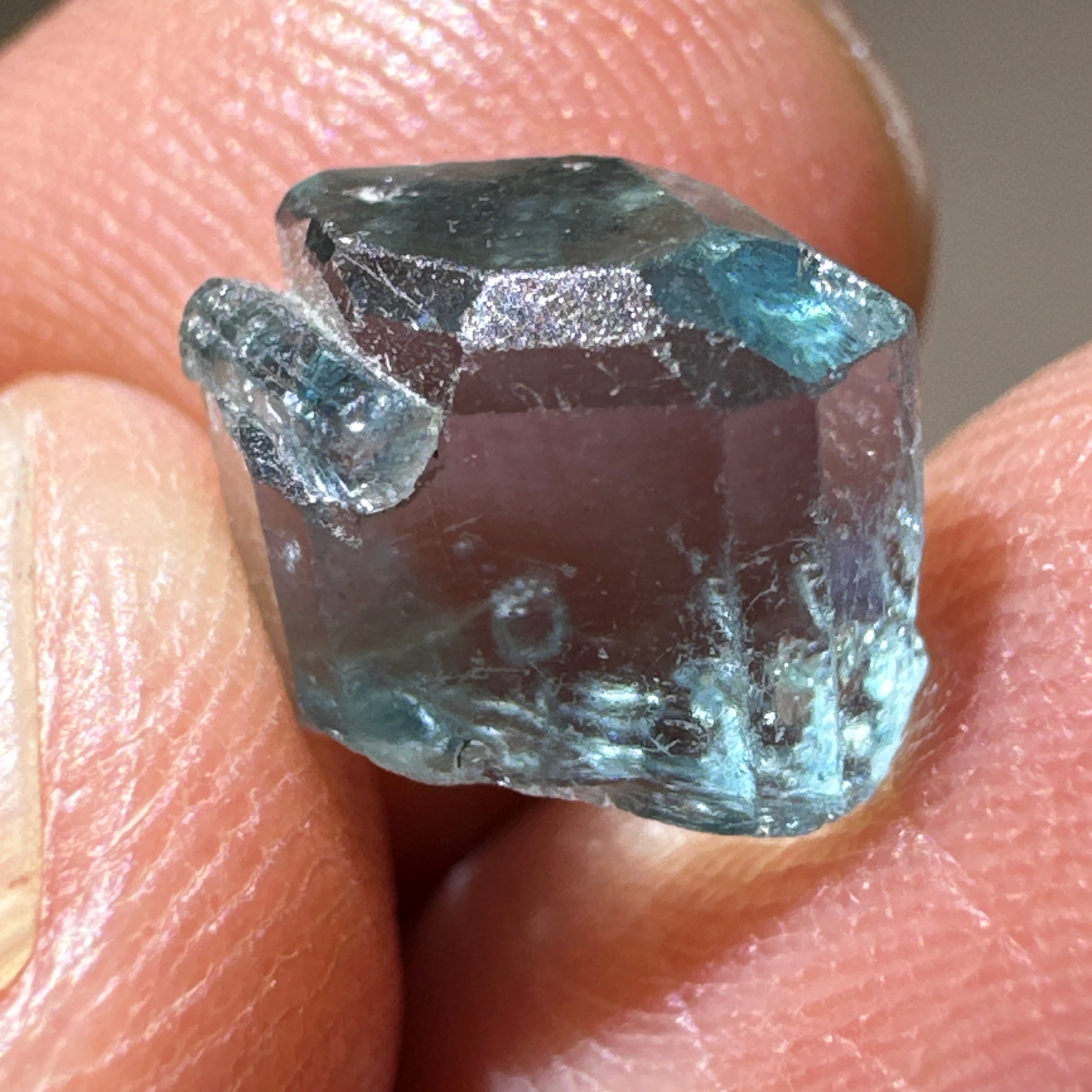 Blue Apatite Crystal, 3.81ct, Merelani, Tanzania, Untreated Unheated, faceting grade