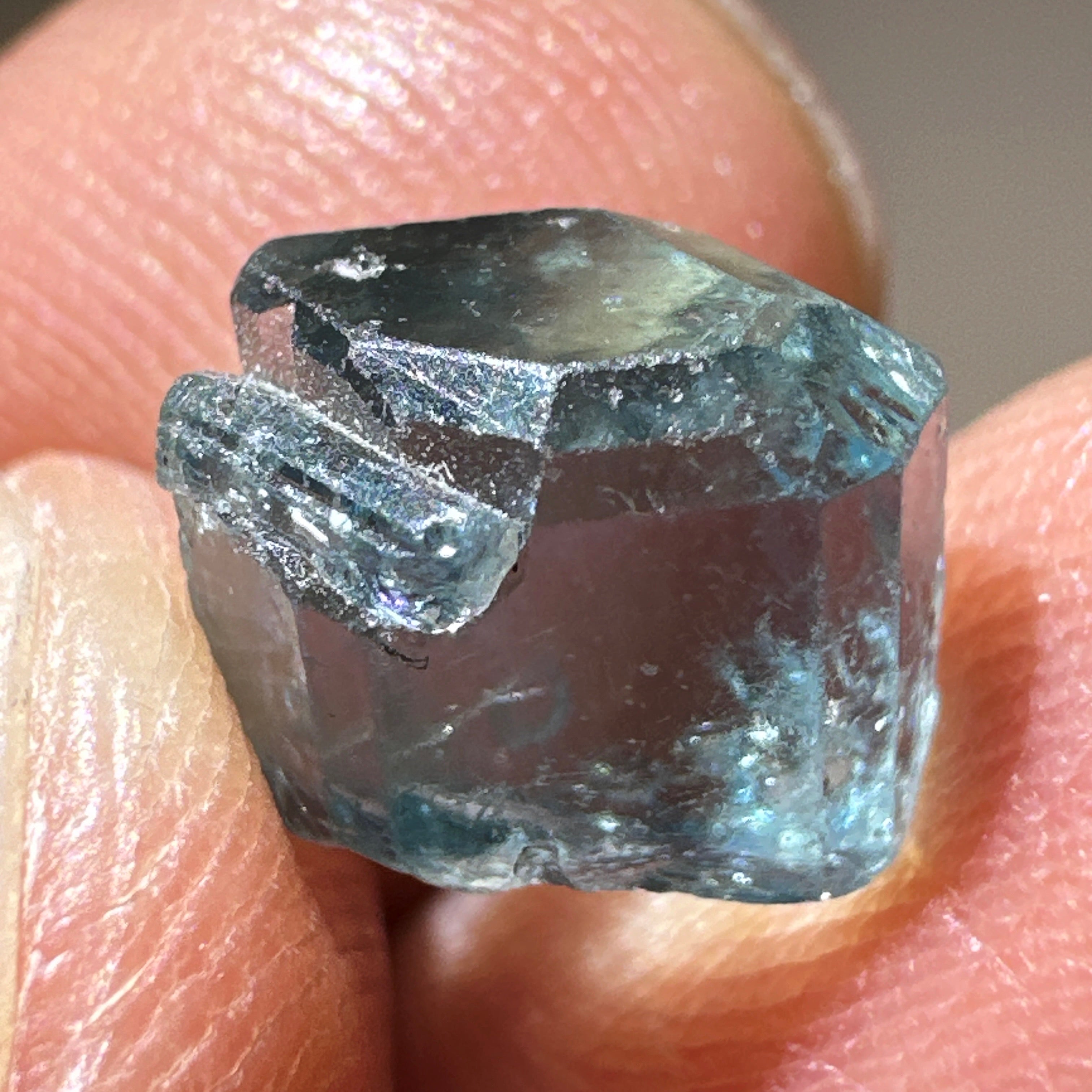 Blue Apatite Crystal, 3.81ct, Merelani, Tanzania, Untreated Unheated, faceting grade