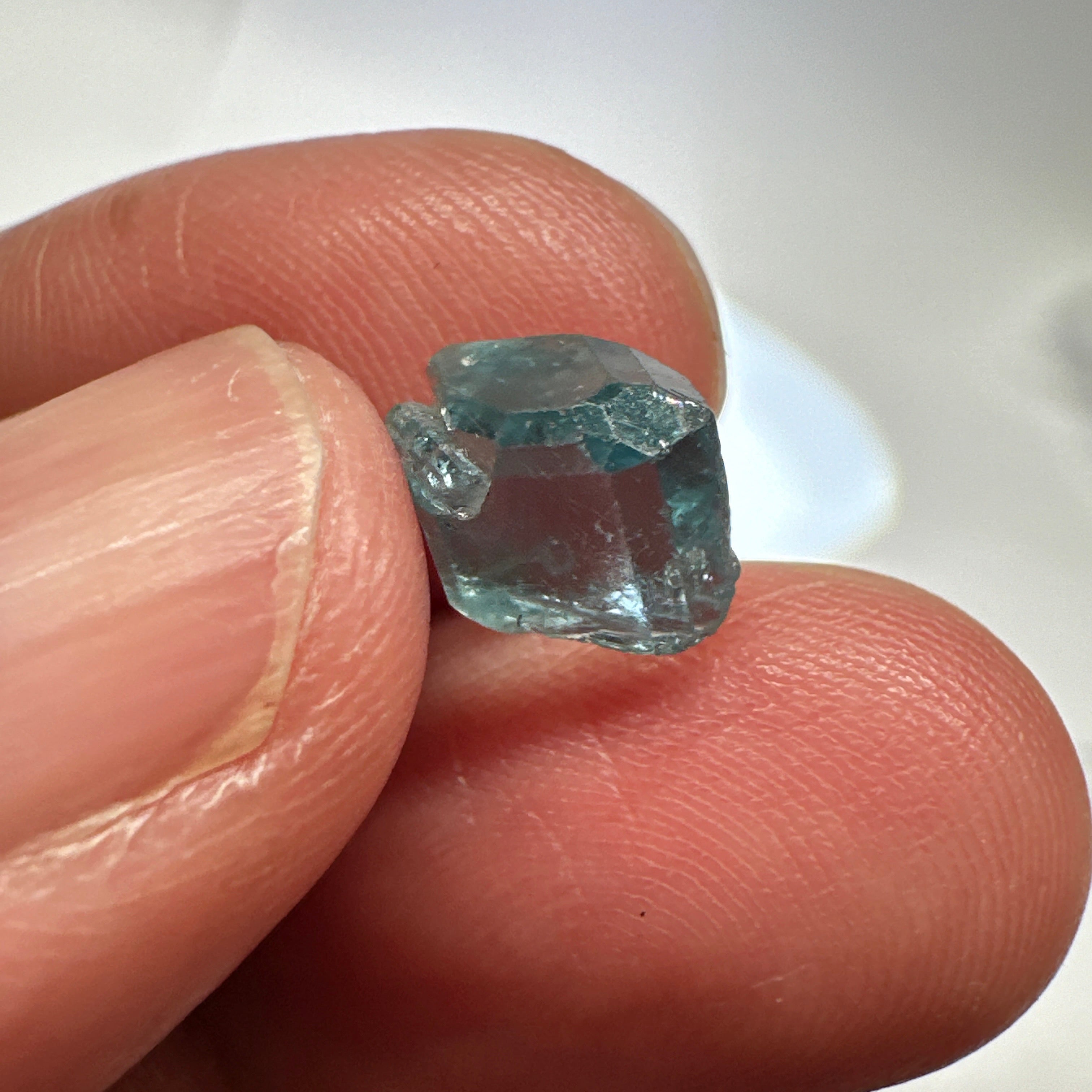 Blue Apatite Crystal, 3.81ct, Merelani, Tanzania, Untreated Unheated, faceting grade