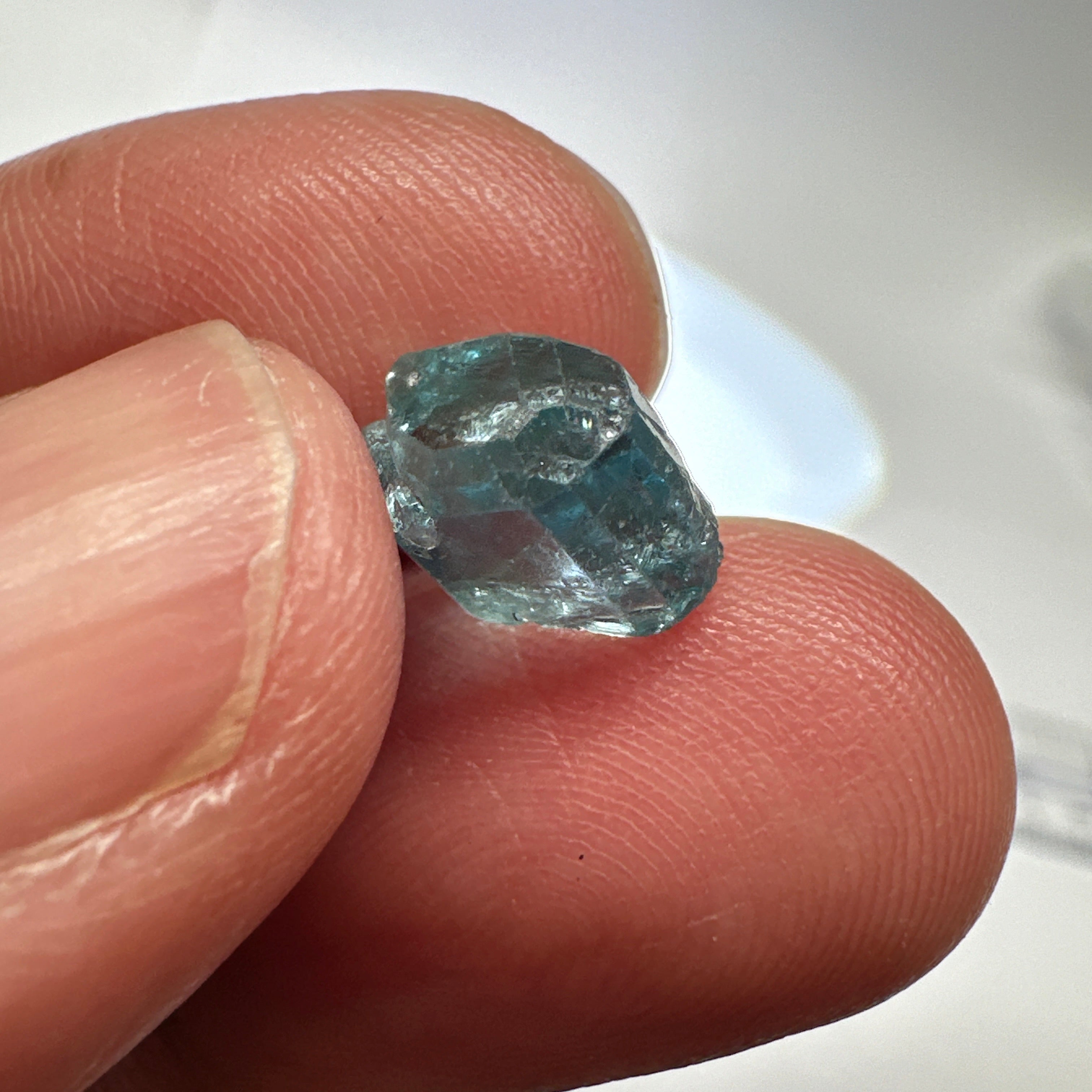 Blue Apatite Crystal, 3.81ct, Merelani, Tanzania, Untreated Unheated, faceting grade