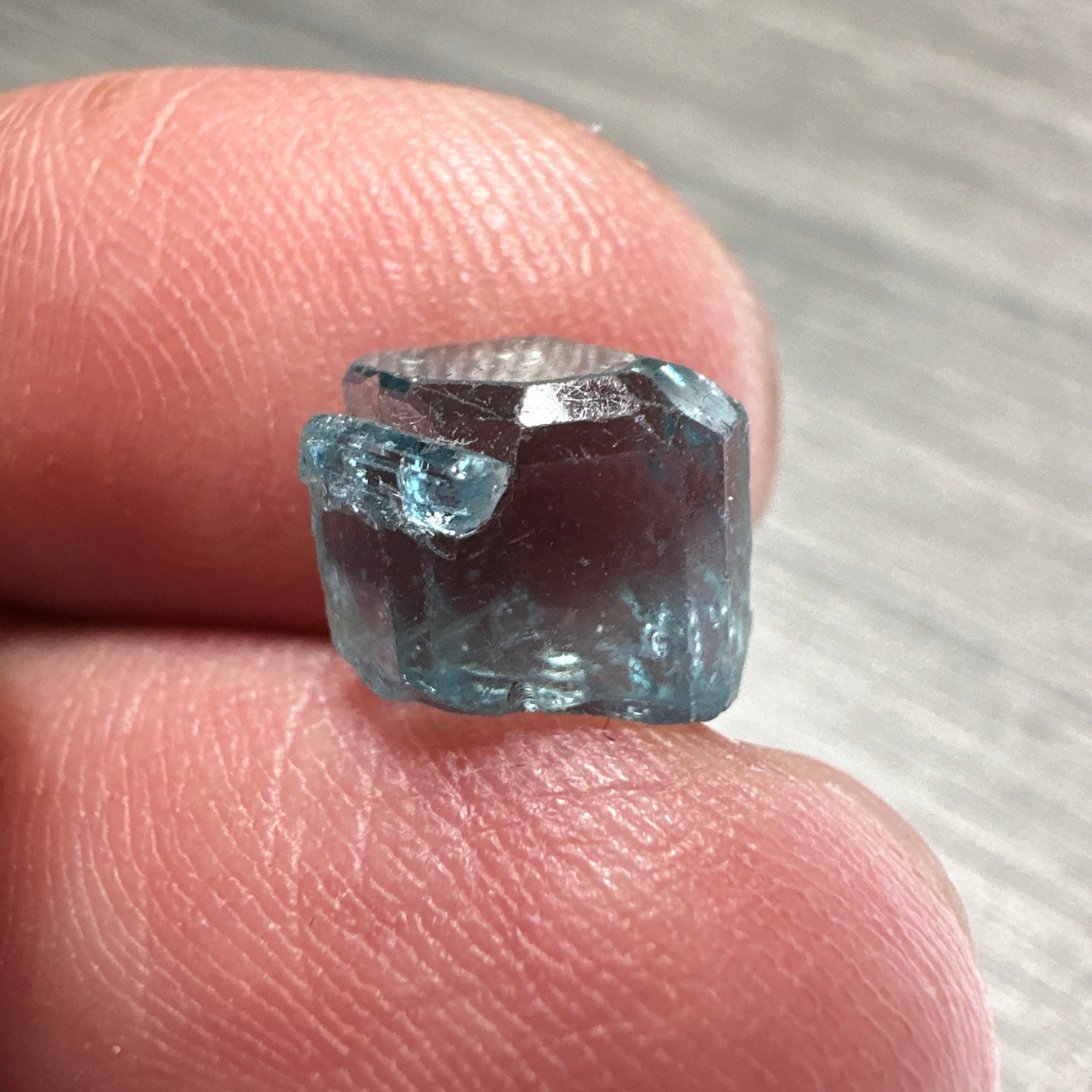 Blue Apatite Crystal, 3.81ct, Merelani, Tanzania, Untreated Unheated, faceting grade