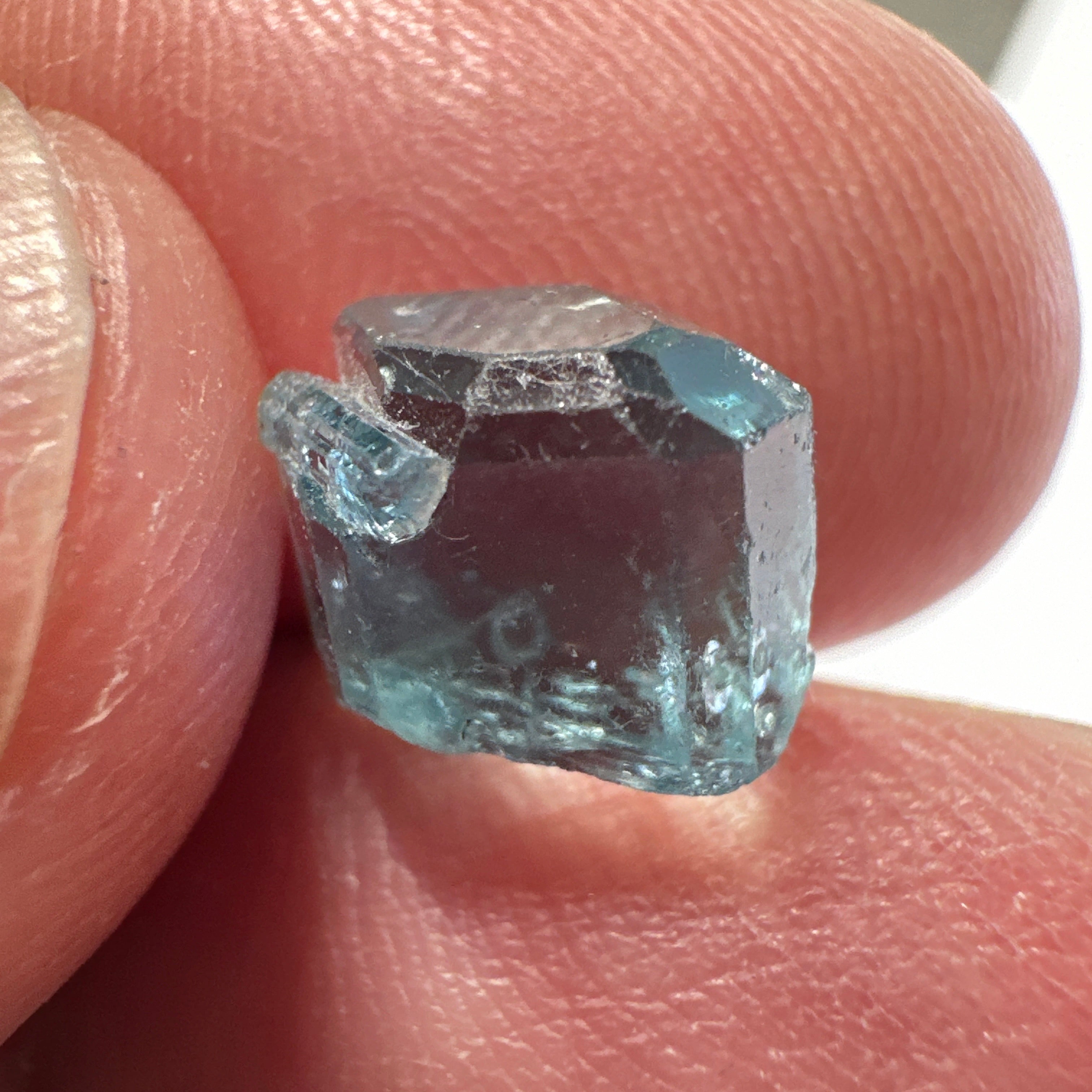 Blue Apatite Crystal, 3.81ct, Merelani, Tanzania, Untreated Unheated, faceting grade