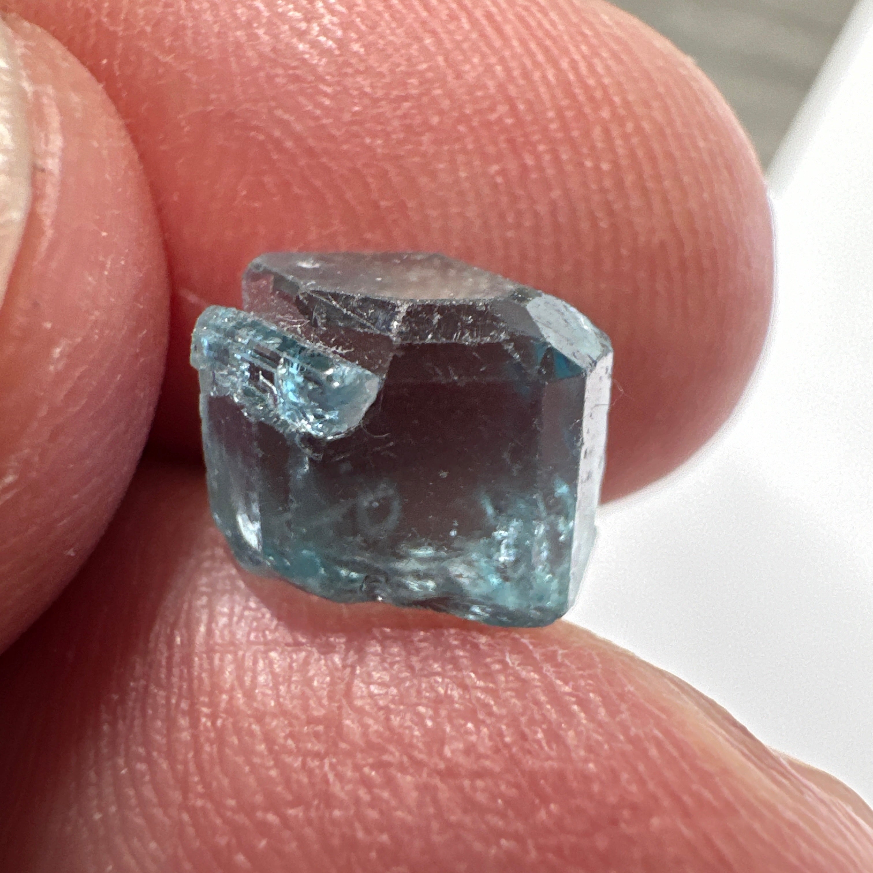 Blue Apatite Crystal, 3.81ct, Merelani, Tanzania, Untreated Unheated, faceting grade