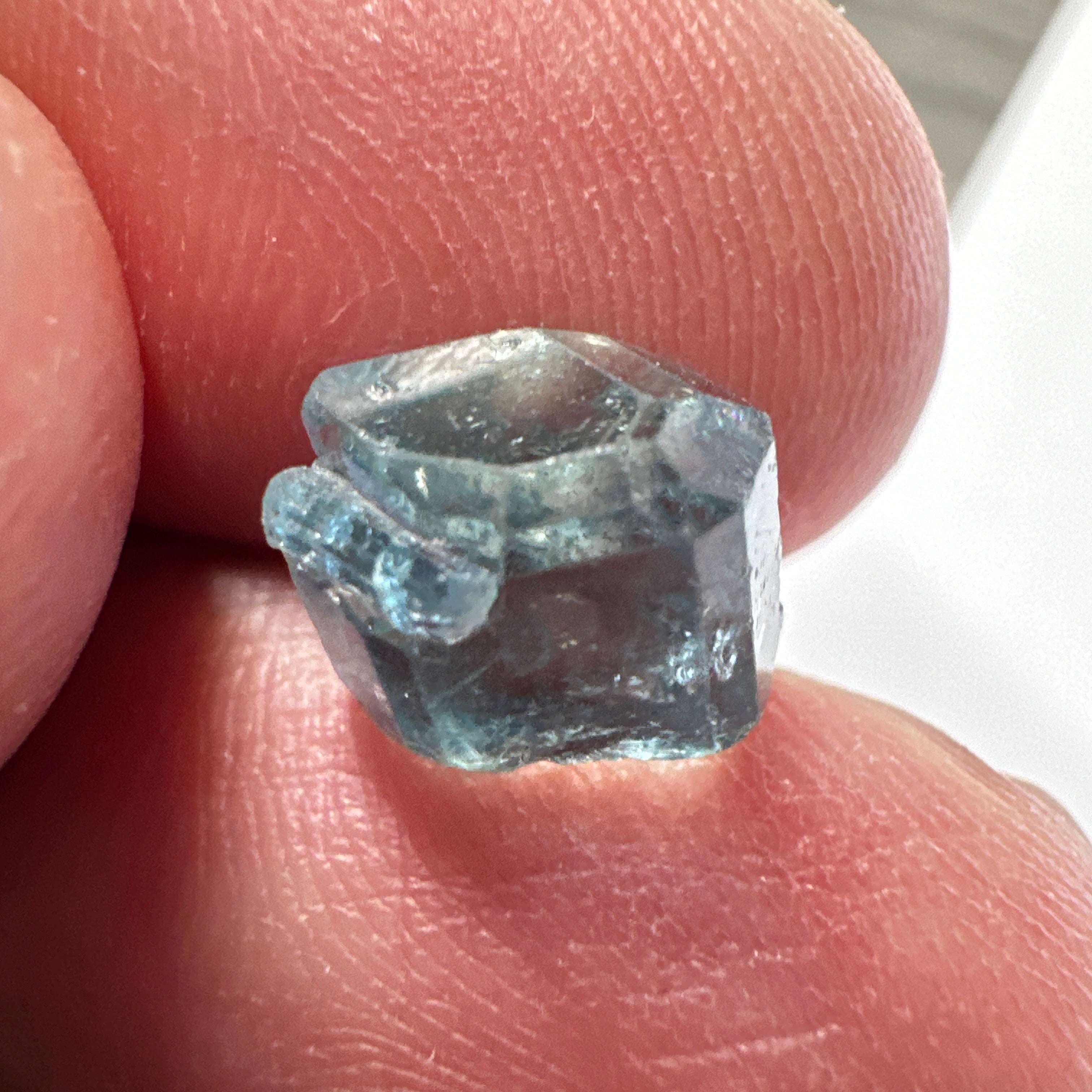 Blue Apatite Crystal, 3.81ct, Merelani, Tanzania, Untreated Unheated, faceting grade