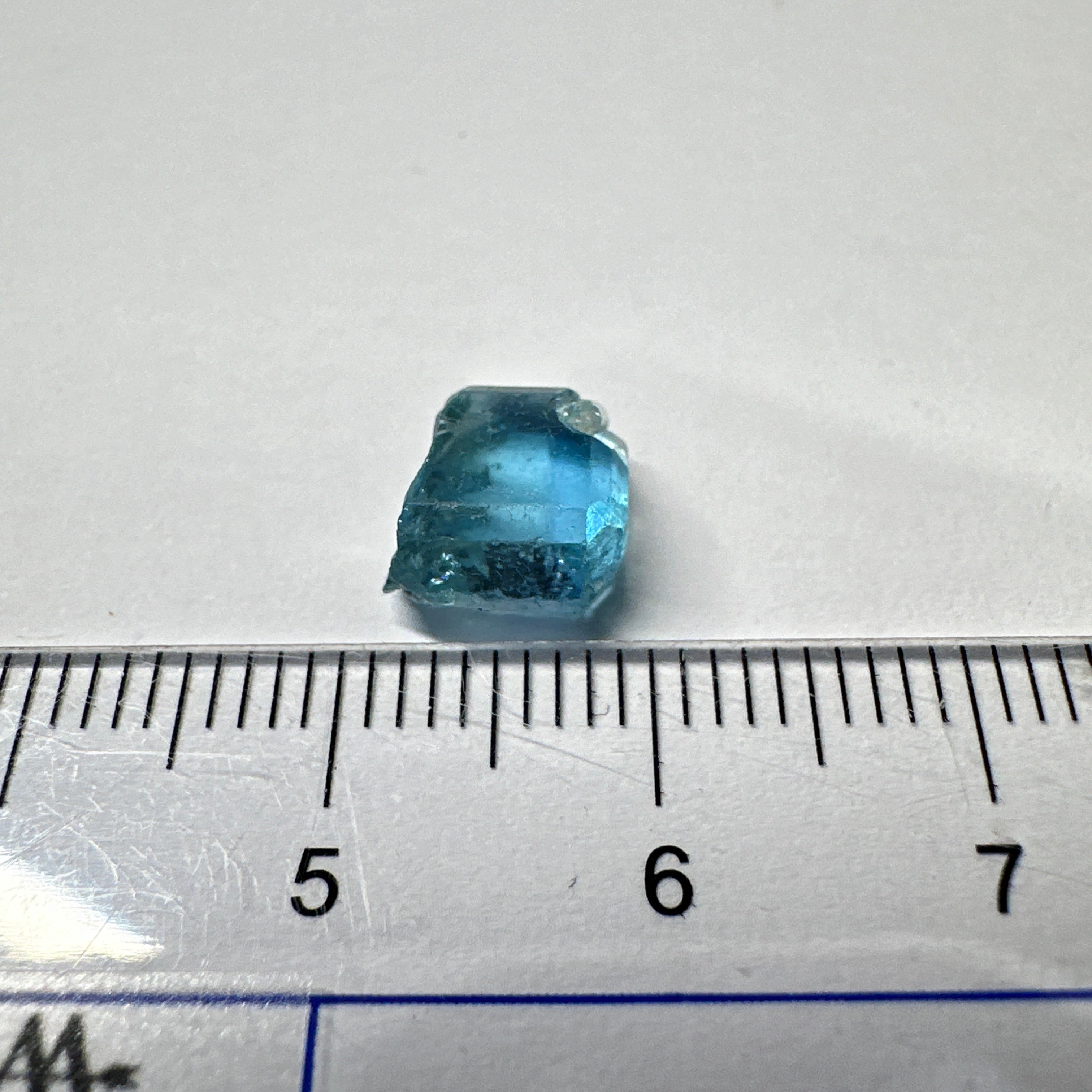 Blue Apatite Crystal, 3.81ct, Merelani, Tanzania, Untreated Unheated, faceting grade