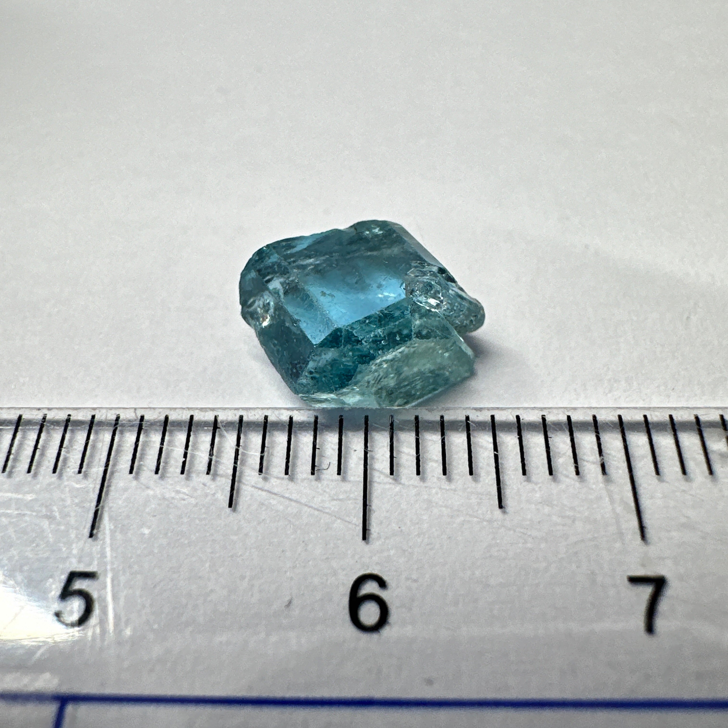 Blue Apatite Crystal, 3.81ct, Merelani, Tanzania, Untreated Unheated, faceting grade