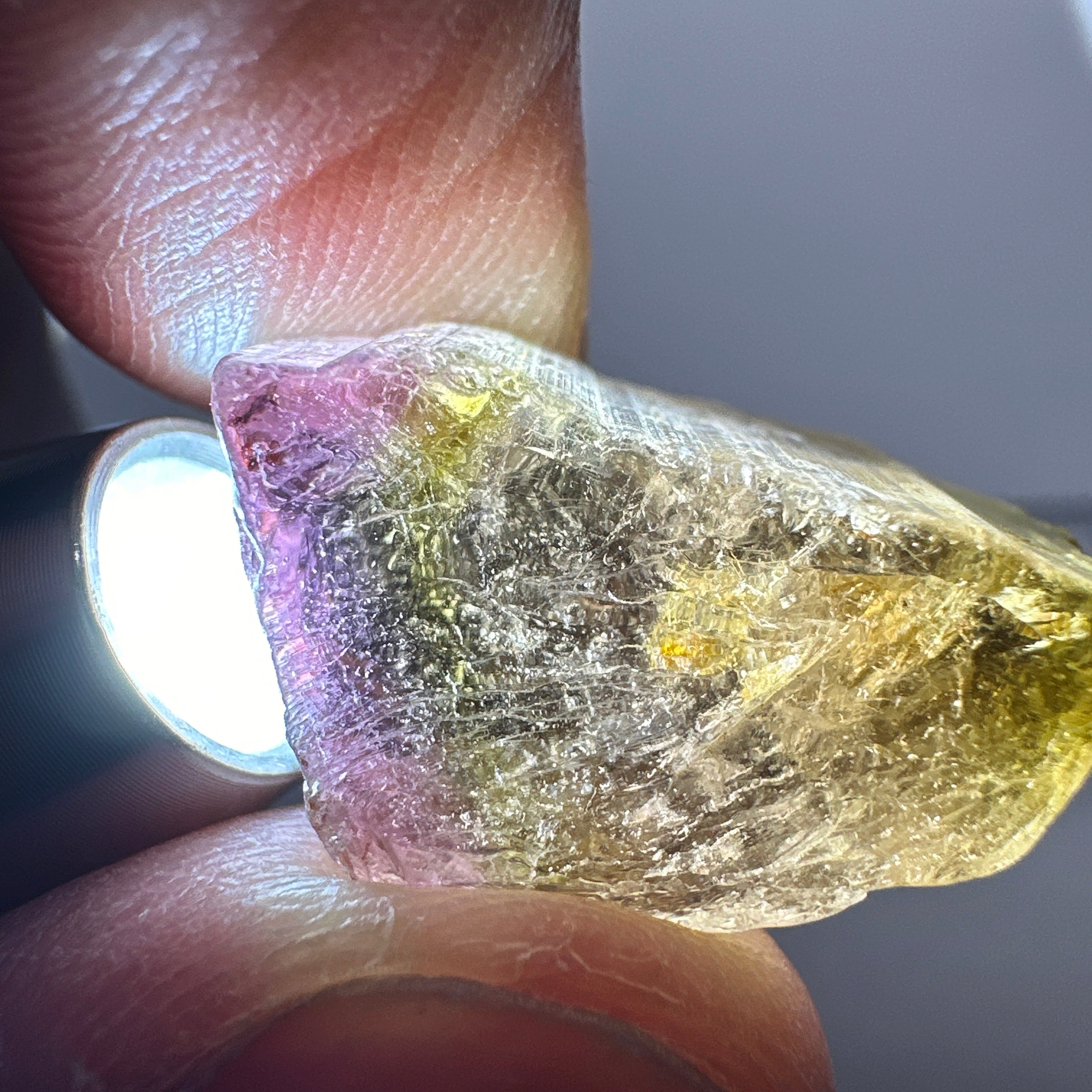 Watermelon Tourmaline Crystal, 30.20ct, Congo, Untreated Unheated, cabbing rough but can be faceted too, see illuminated photos