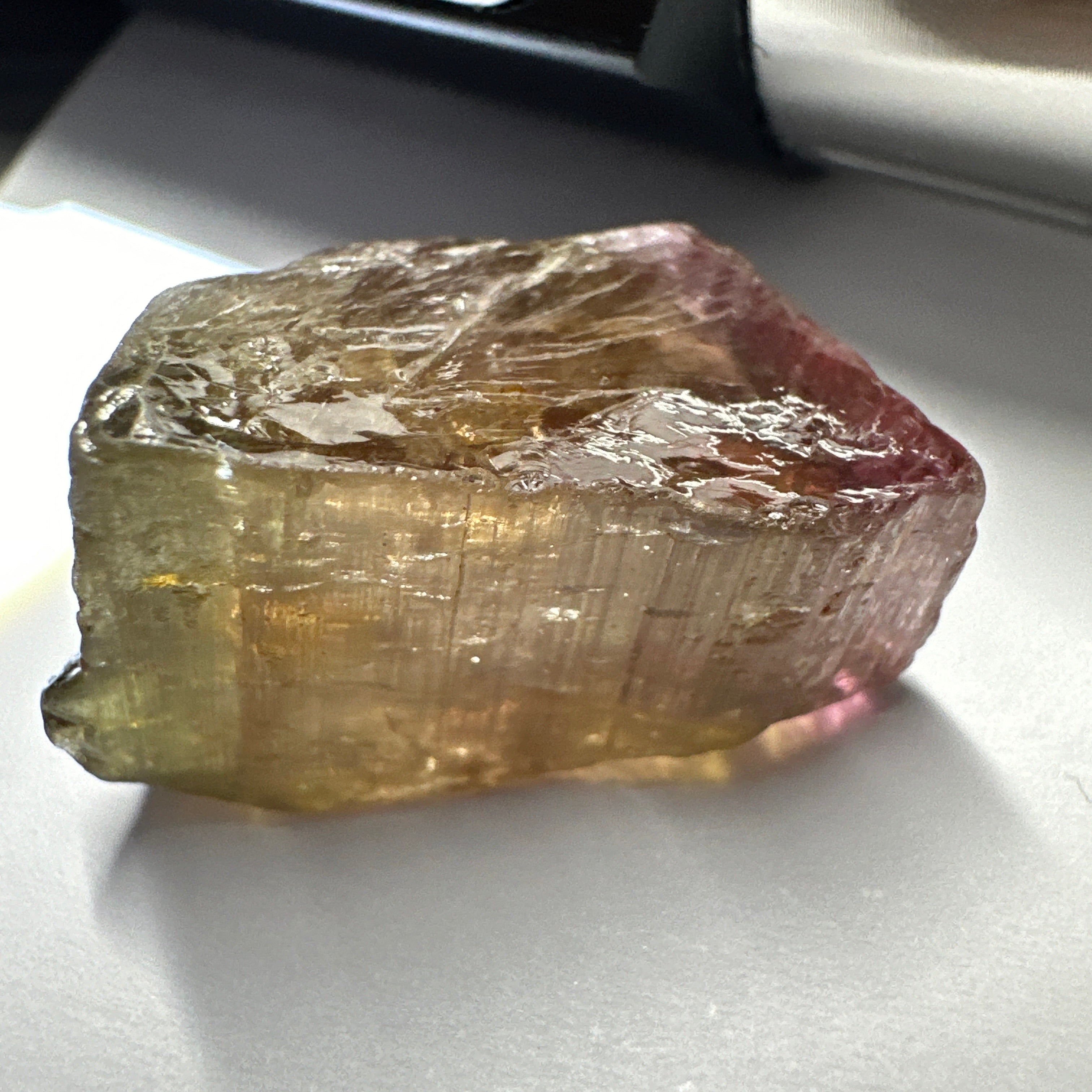 Watermelon Tourmaline Crystal, 30.20ct, Congo, Untreated Unheated, cabbing rough but can be faceted too, see illuminated photos