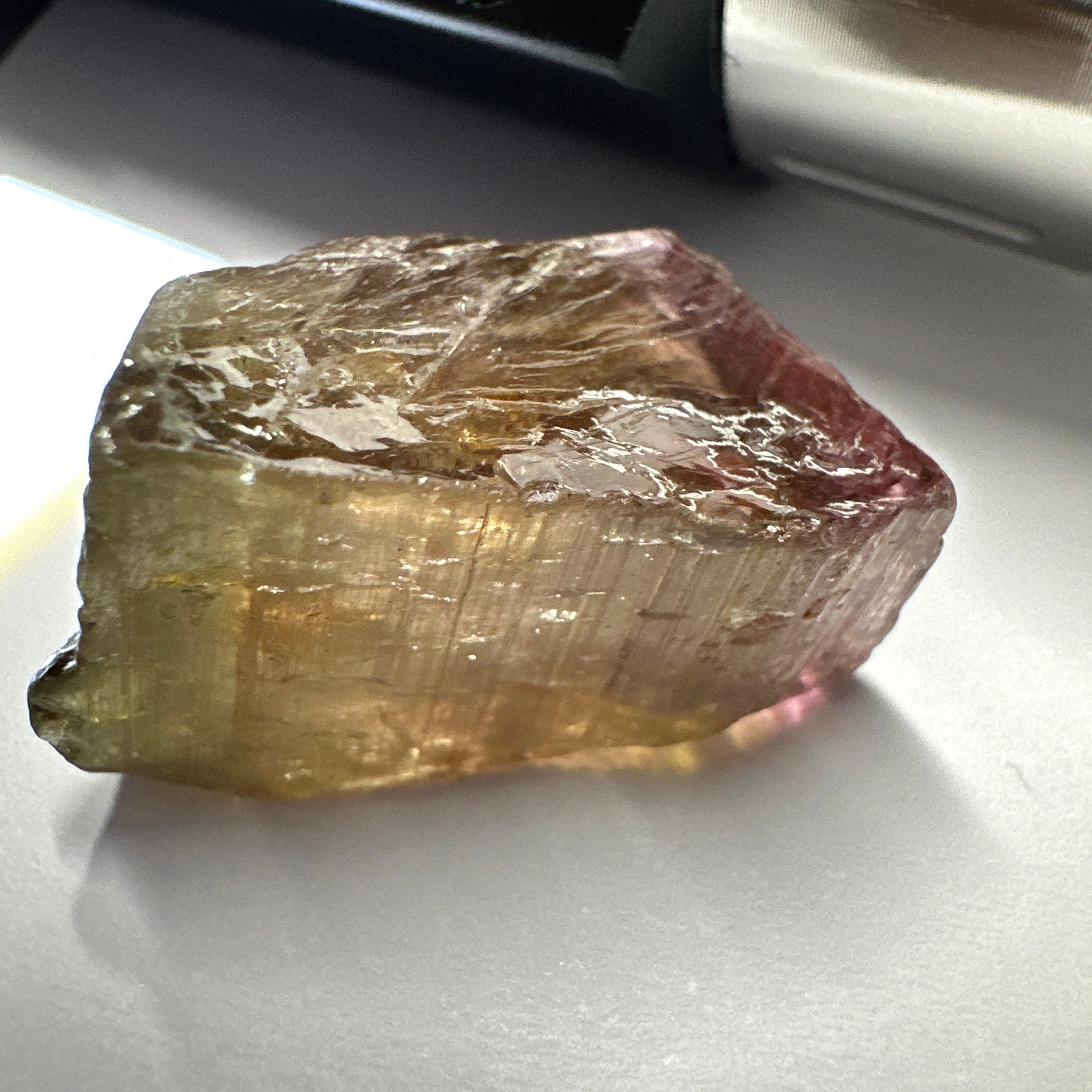 Watermelon Tourmaline Crystal, 30.20ct, Congo, Untreated Unheated, cabbing rough but can be faceted too, see illuminated photos