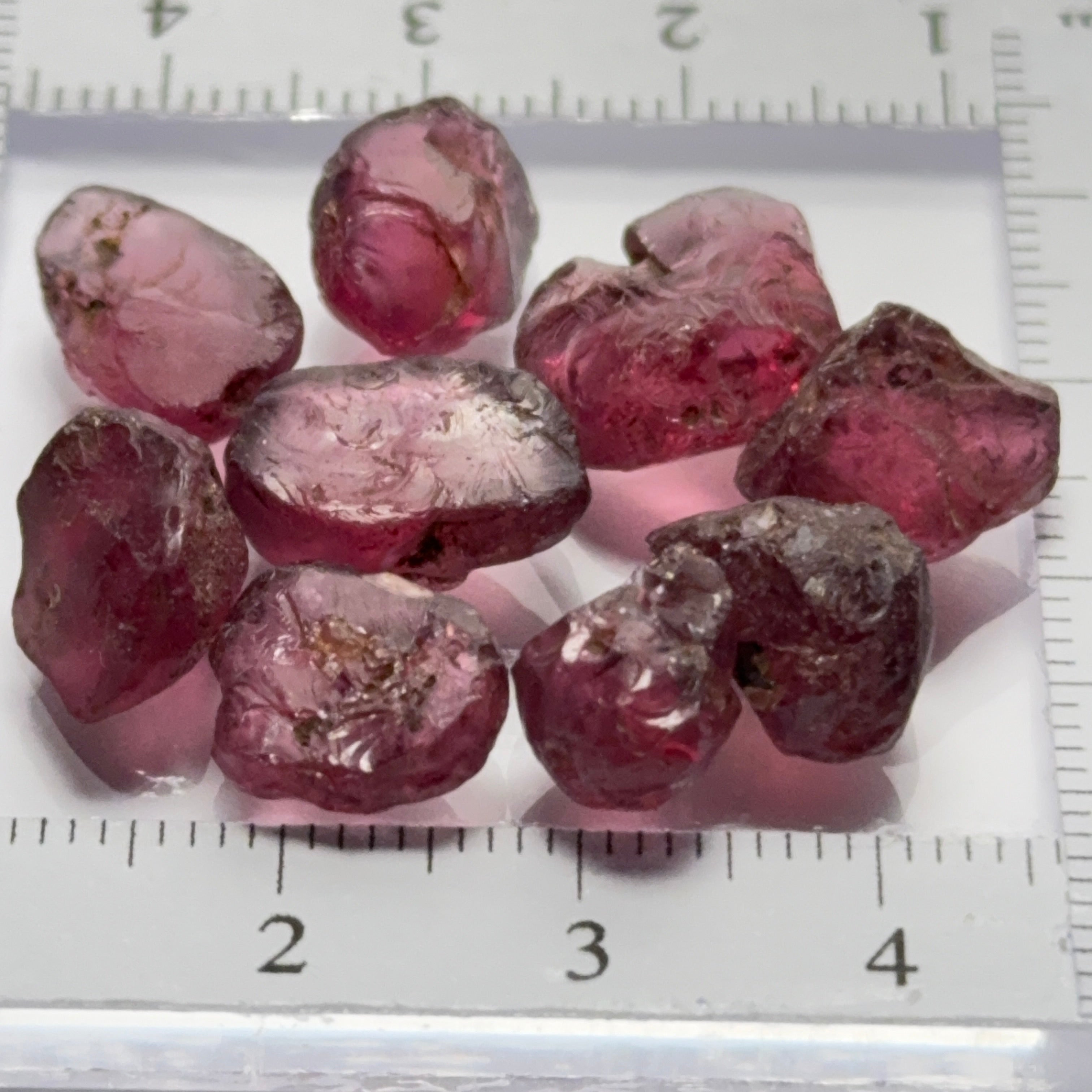 Wholesale lot - Rhodolite Garnet Colour Shifting Lot, 42.18ct / 8.43gm, Umba, Tanzania, Untreated Untreated, 9 pcs, 4.68ct av. included stones and flats US$5 per gm