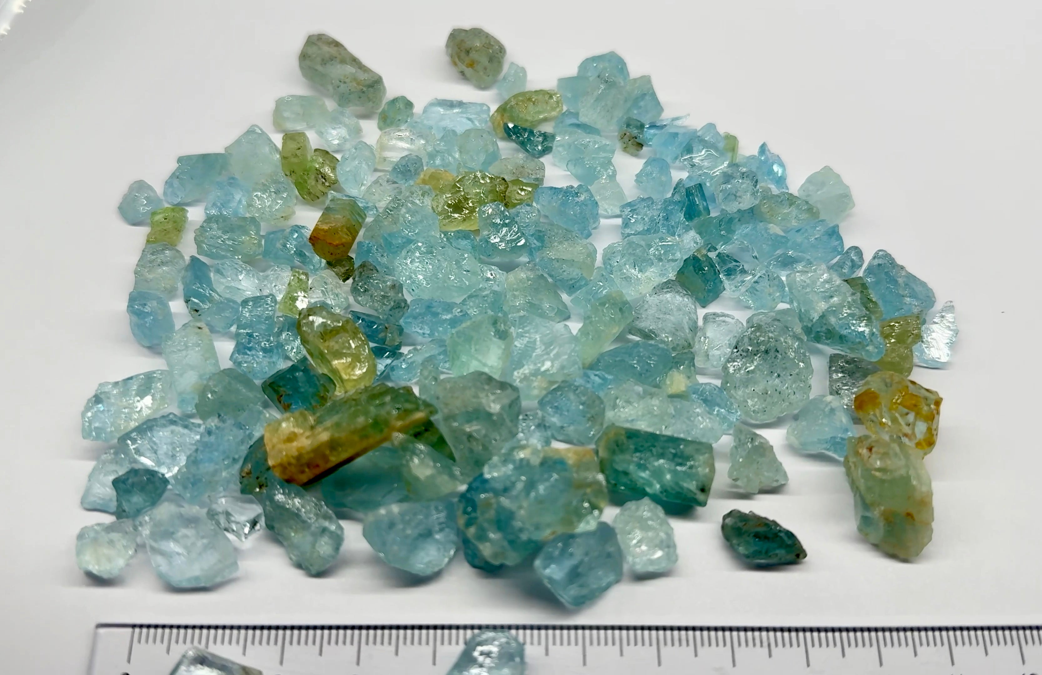 Aquamarine Lots, Tanzania, 100gm Mixed Lot, price is per 100gm bag as shown, US$1 per gm so $100 per 100gm bag