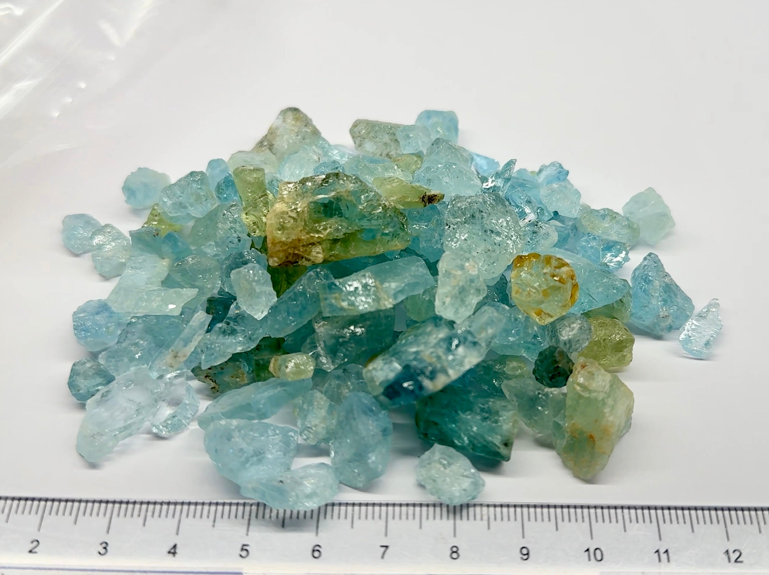 Aquamarine Lots, Tanzania, 100gm Mixed Lot, price is per 100gm bag as shown, US$1 per gm so $100 per 100gm bag