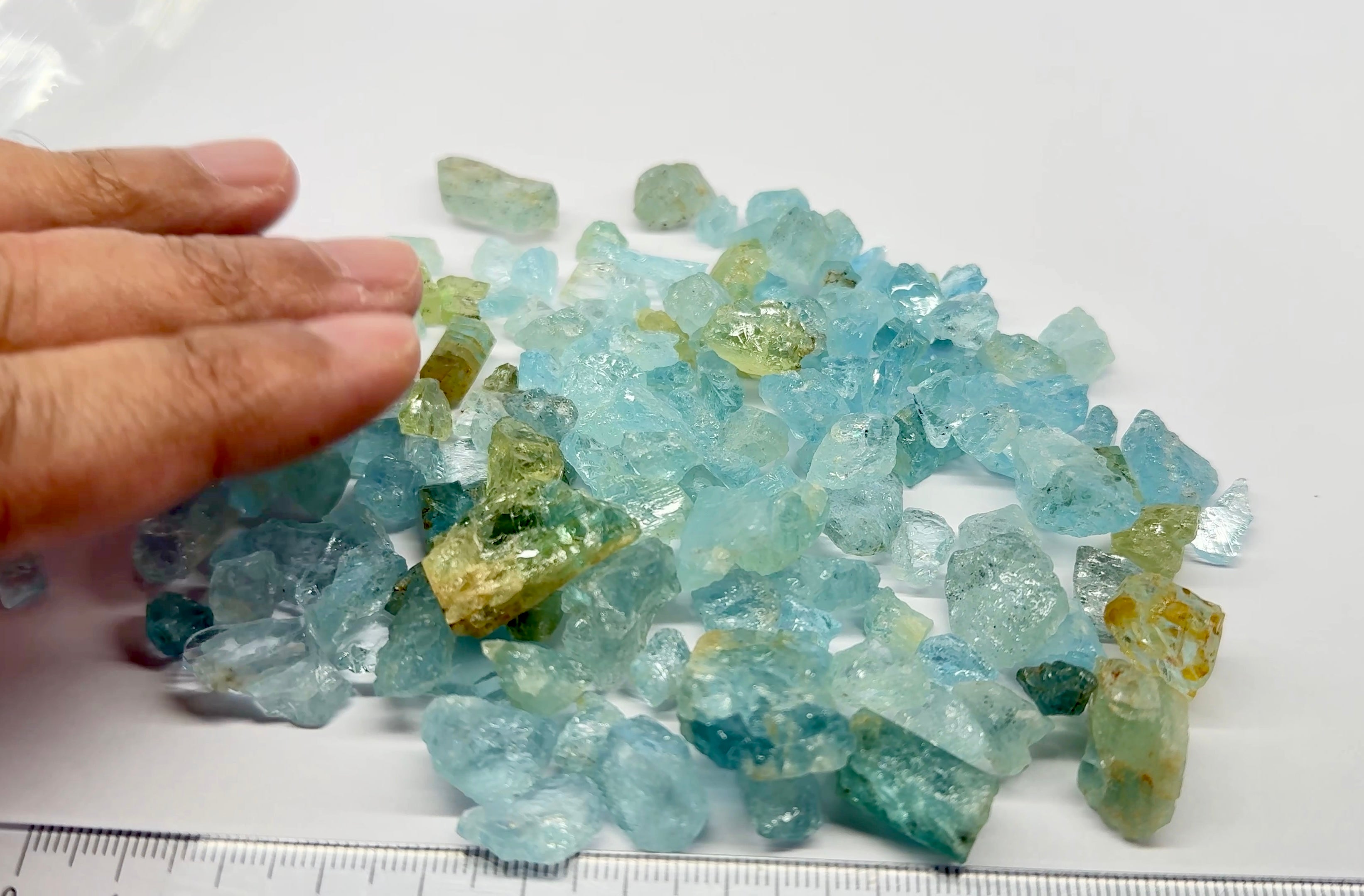 Aquamarine Lots, Tanzania, 100gm Mixed Lot, price is per 100gm bag as shown, US$1 per gm so $100 per 100gm bag