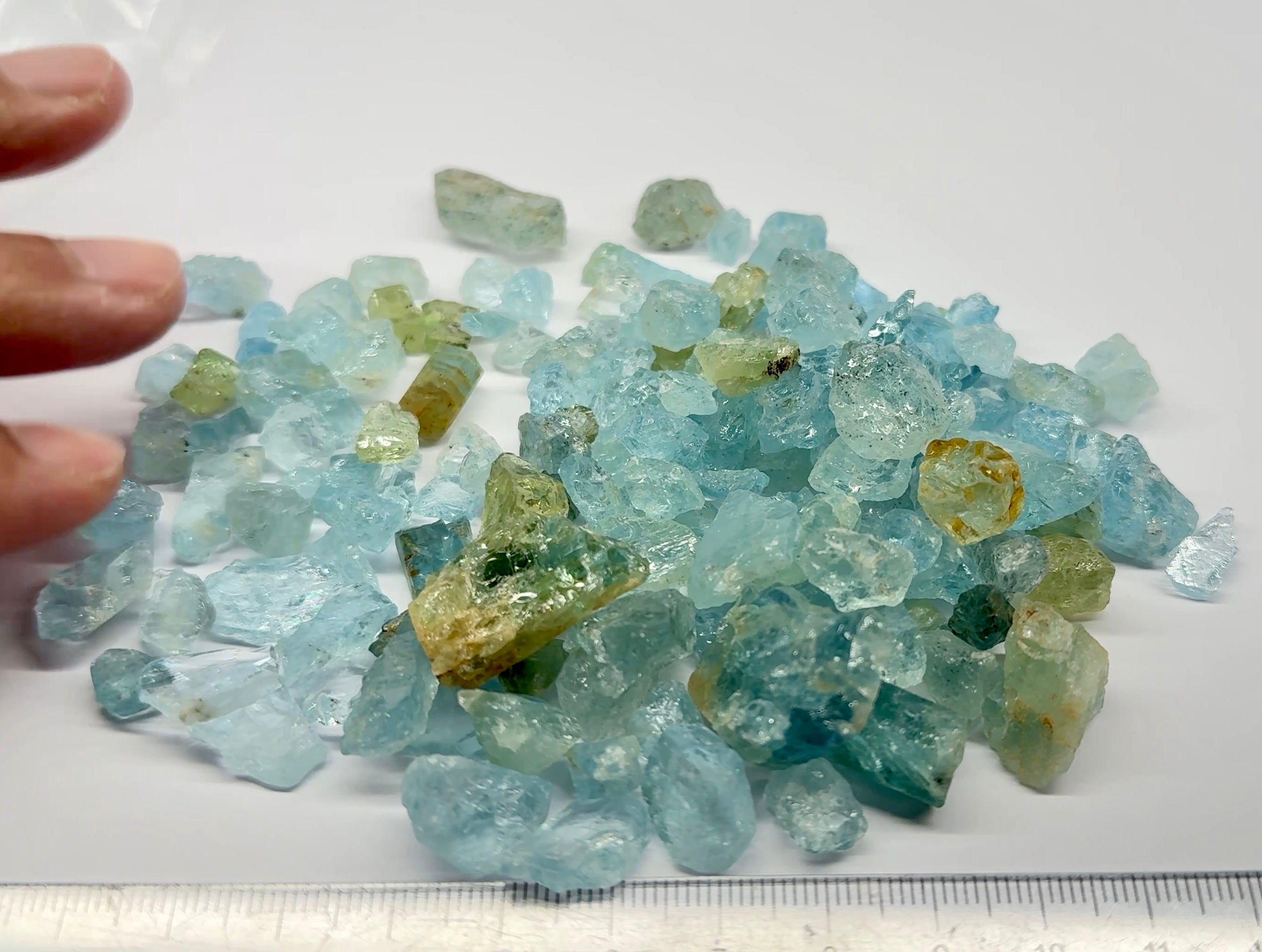 Aquamarine Lots, Tanzania, 100gm Mixed Lot, price is per 100gm bag as shown, US$1 per gm so $100 per 100gm bag