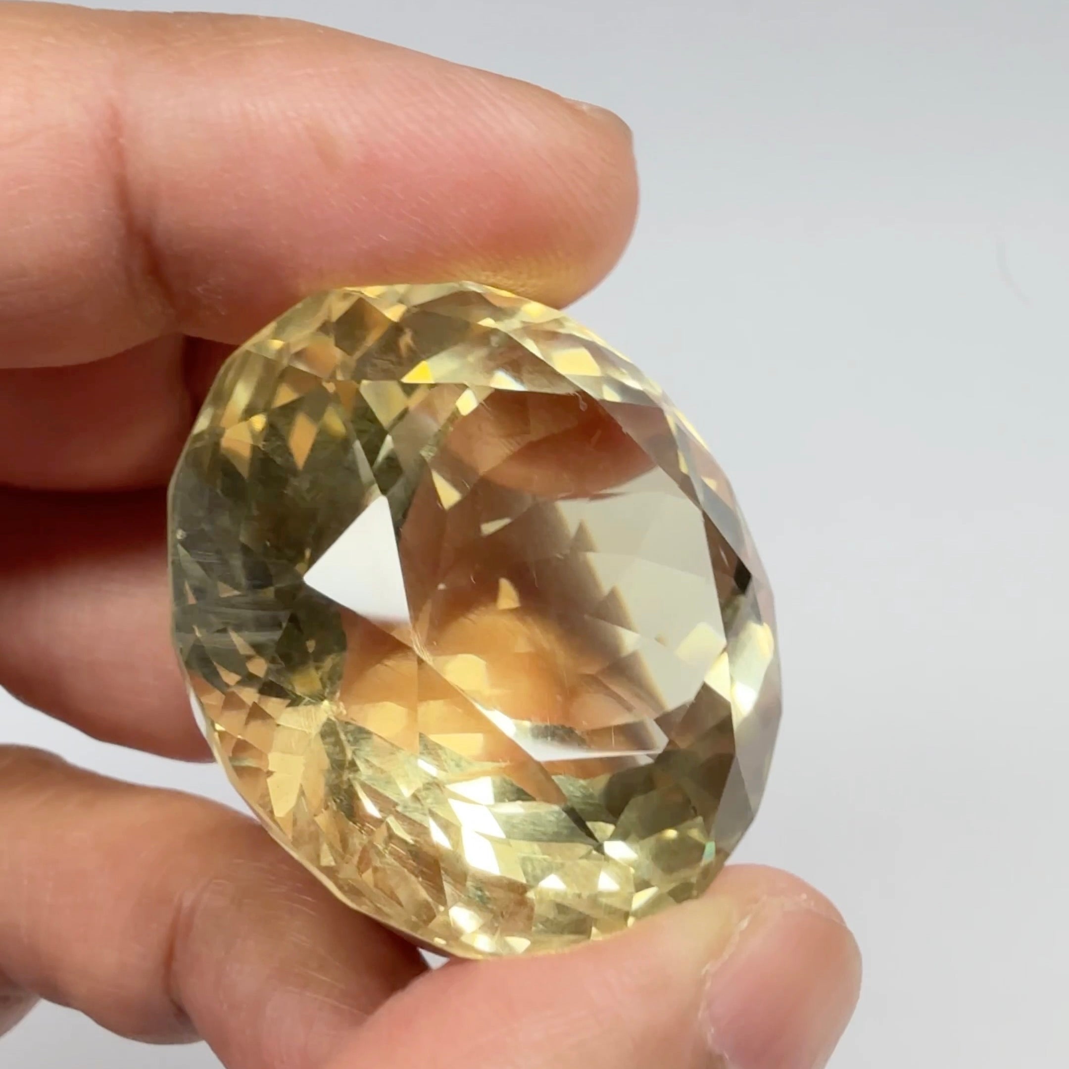 Congo Citrine, 154.79ct, Untreated Unheated. Native cut, culet slightly damaged, not easily noticeable, see pics and vid, 35.10 x 24.60mm