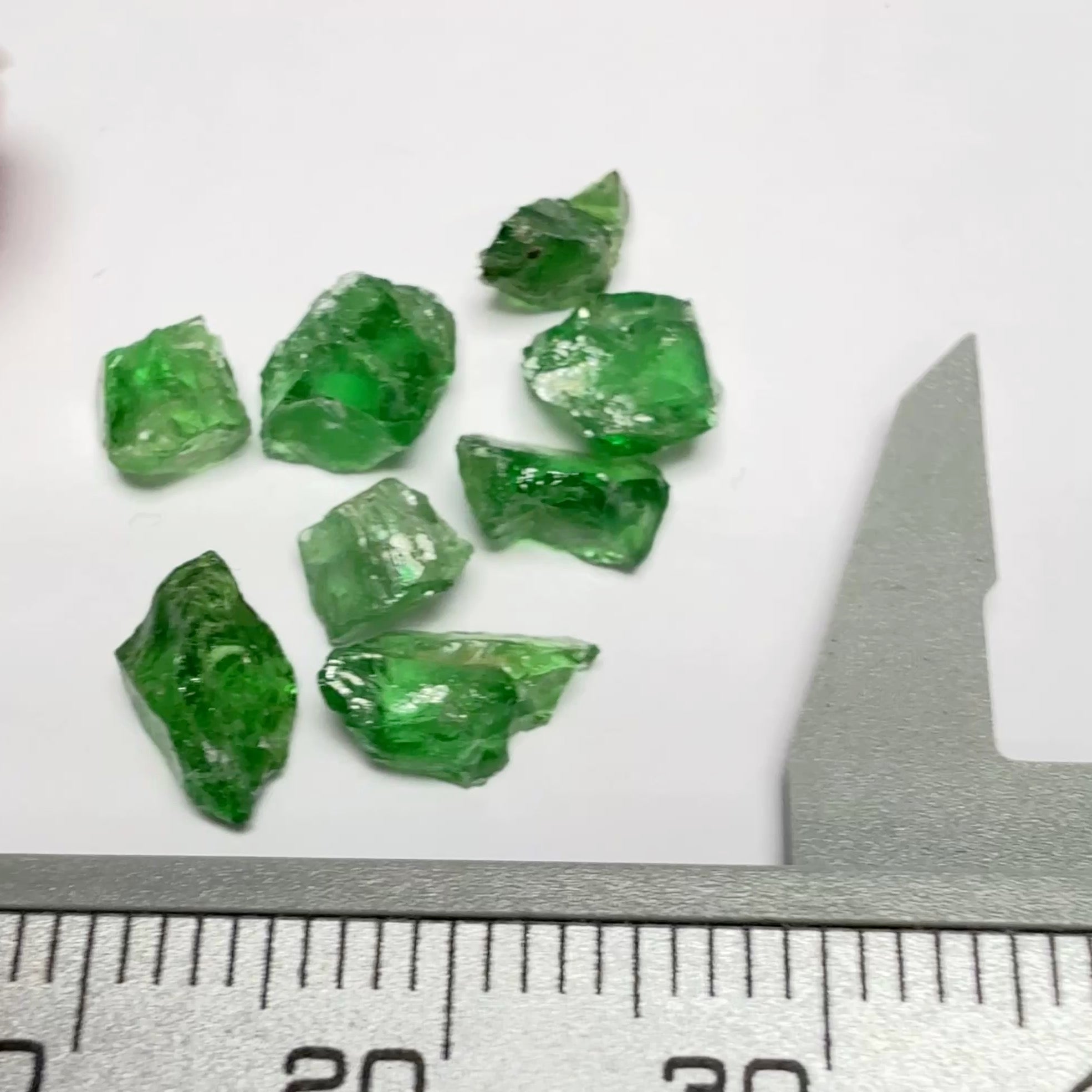 Tsavorite Garnet Lot, Kenya, 9.26ct, Untreated Unheated, slightly included to included stones, good for setting as is or cutting slightly included small stones