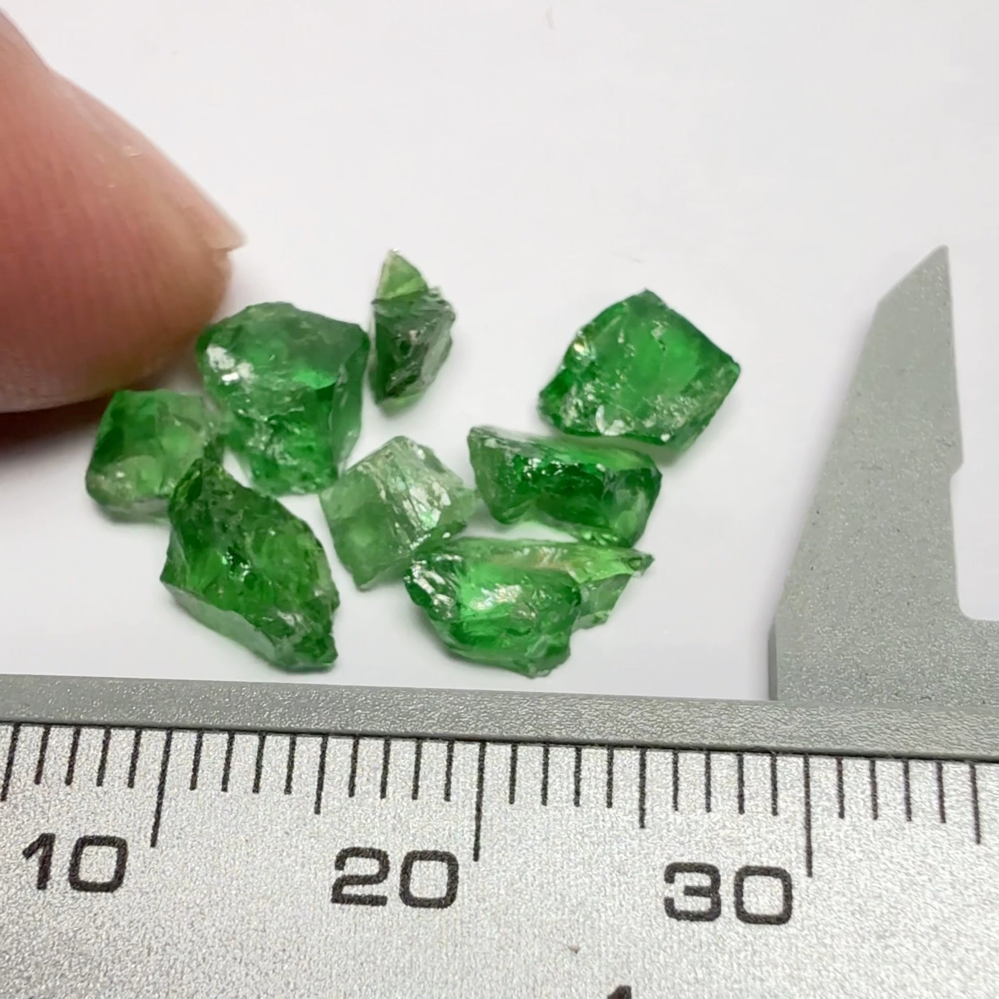 Tsavorite Garnet Lot, Kenya, 9.26ct, Untreated Unheated, slightly included to included stones, good for setting as is or cutting slightly included small stones