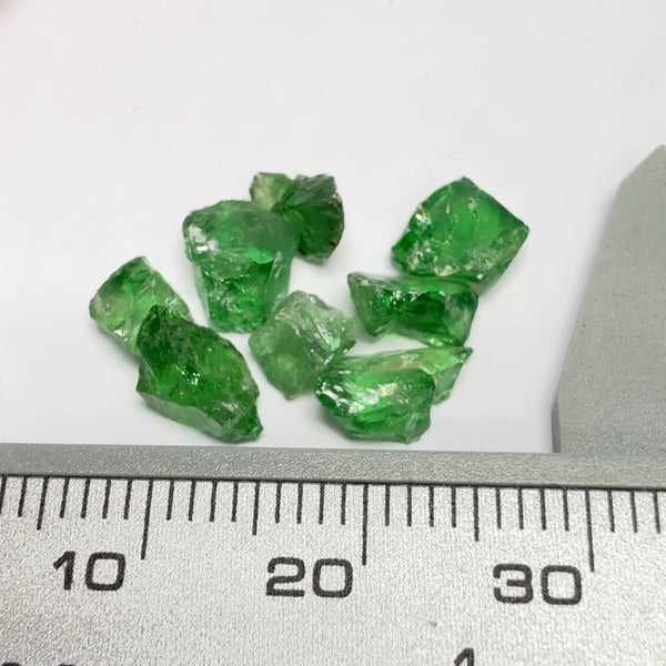 Tsavorite Garnet Lot, Kenya, 9.26ct, Untreated Unheated, slightly included to included stones, good for setting as is or cutting slightly included small stones