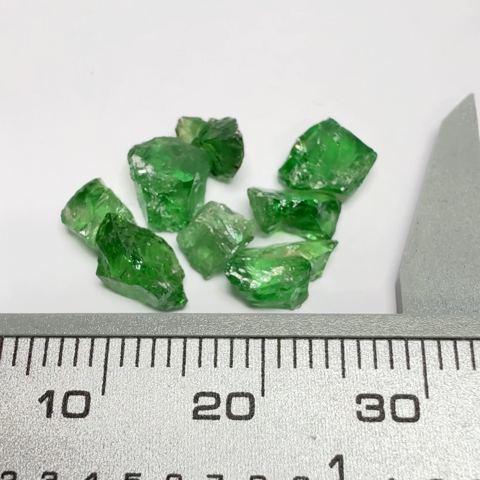 Tsavorite Garnet Lot, Kenya, 9.26ct, Untreated Unheated, slightly included to included stones, good for setting as is or cutting slightly included small stones