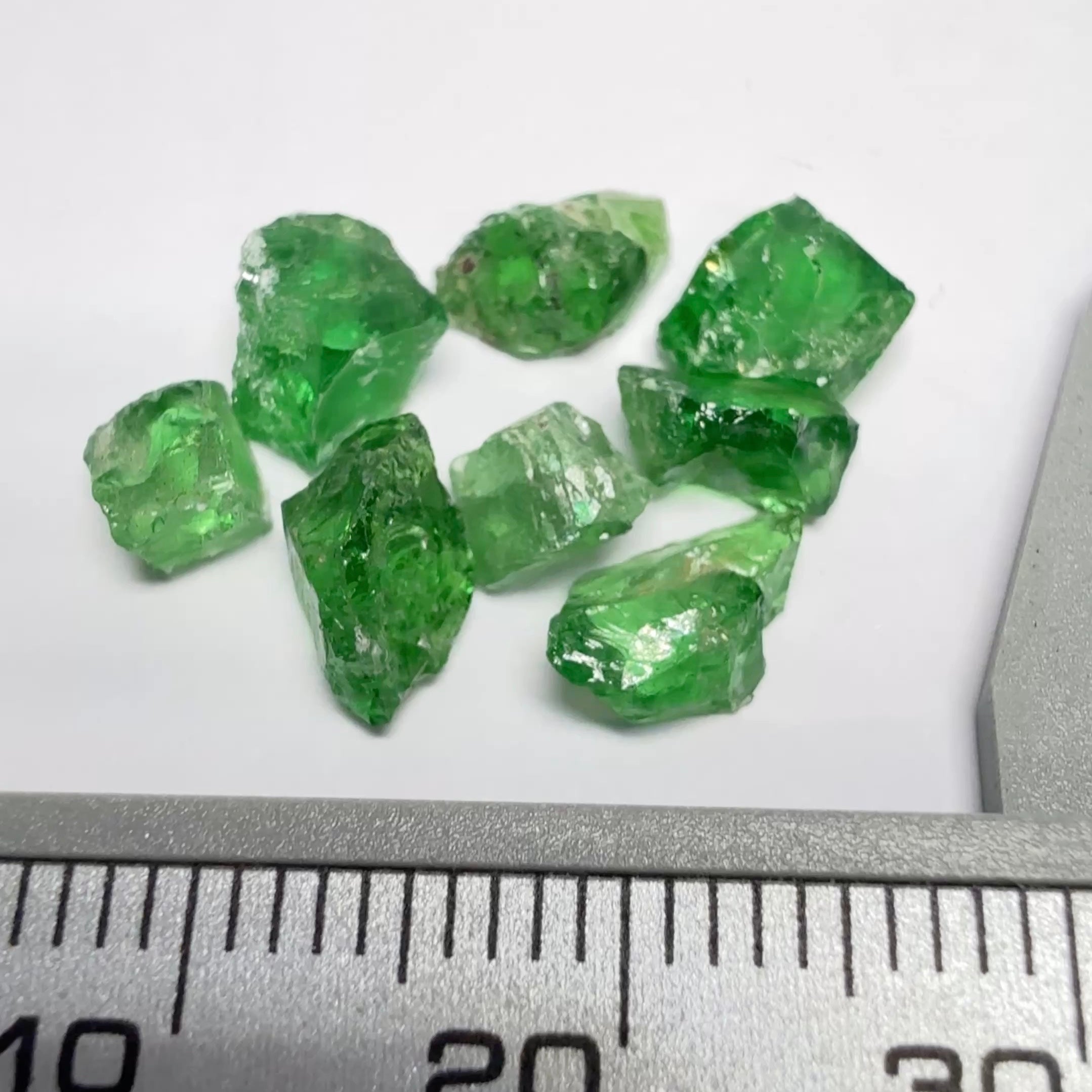 Tsavorite Garnet Lot, Kenya, 9.26ct, Untreated Unheated, slightly included to included stones, good for setting as is or cutting slightly included small stones