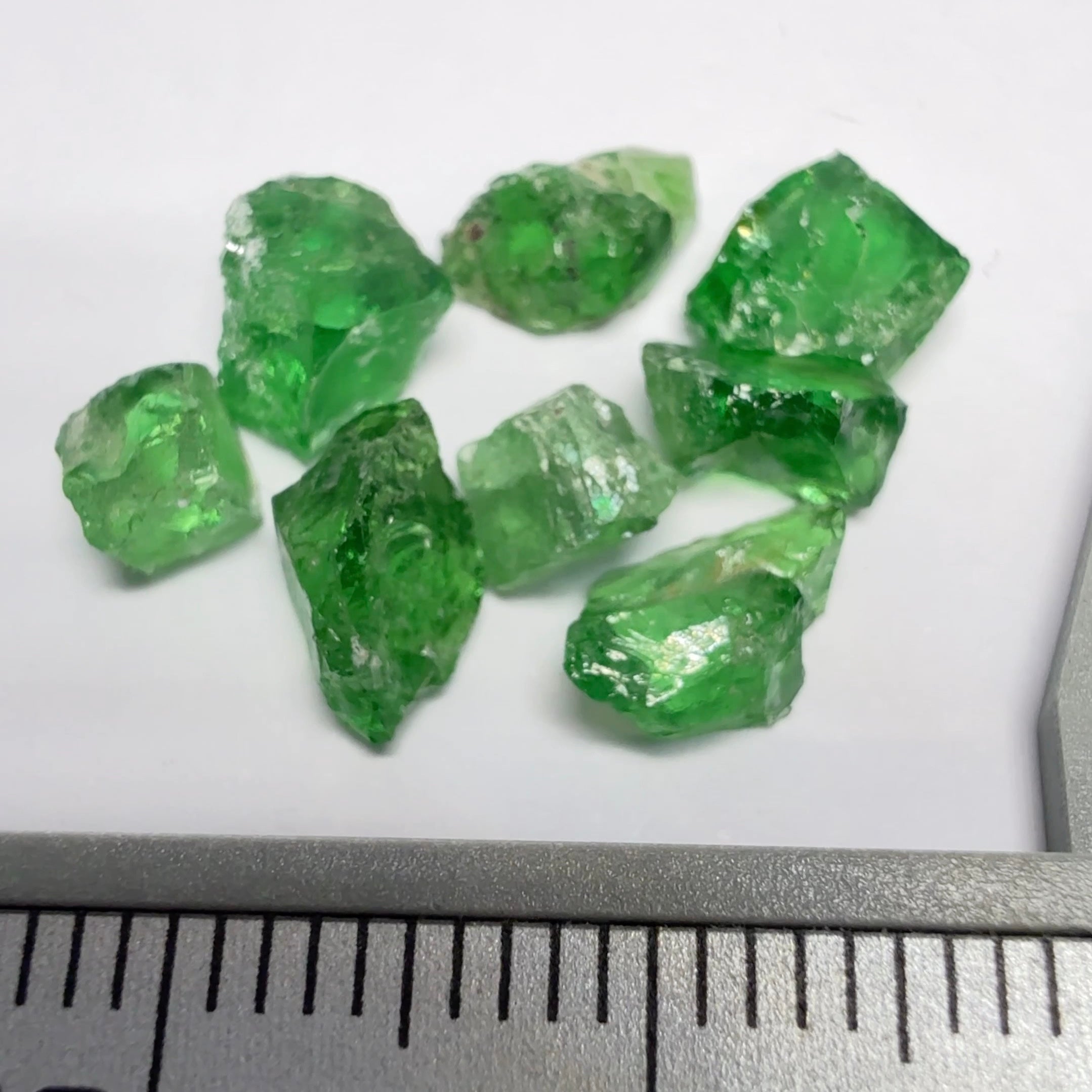 Tsavorite Garnet Lot, Kenya, 9.26ct, Untreated Unheated, slightly included to included stones, good for setting as is or cutting slightly included small stones