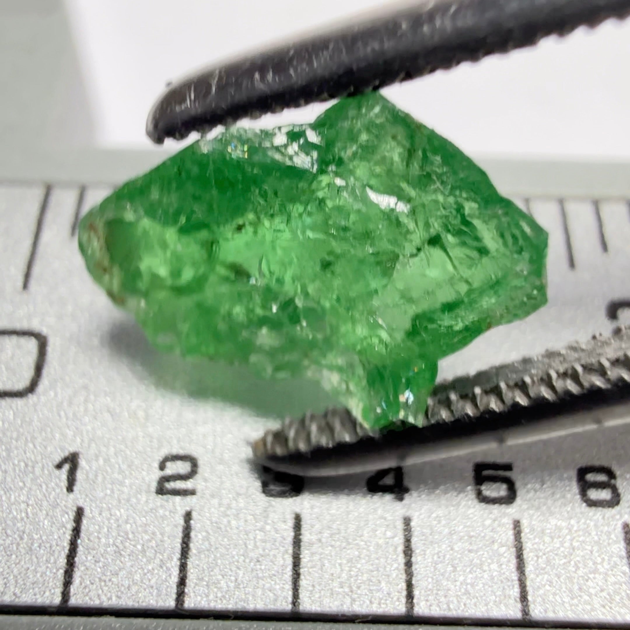 Tsavorite Garnet, Tanzania, 1.90ct, Untreated Unheated, slightly included to included, good for setting as is or cutting slightly included to included