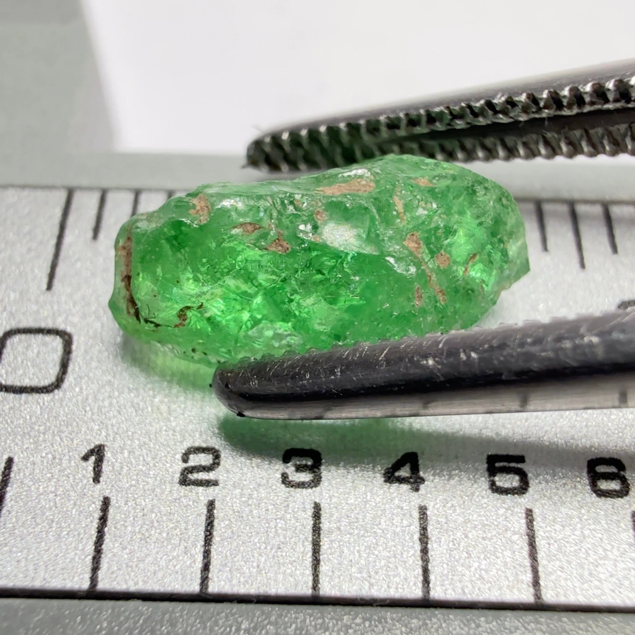 Tsavorite Garnet, Tanzania, 1.90ct, Untreated Unheated, slightly included to included, good for setting as is or cutting slightly included to included