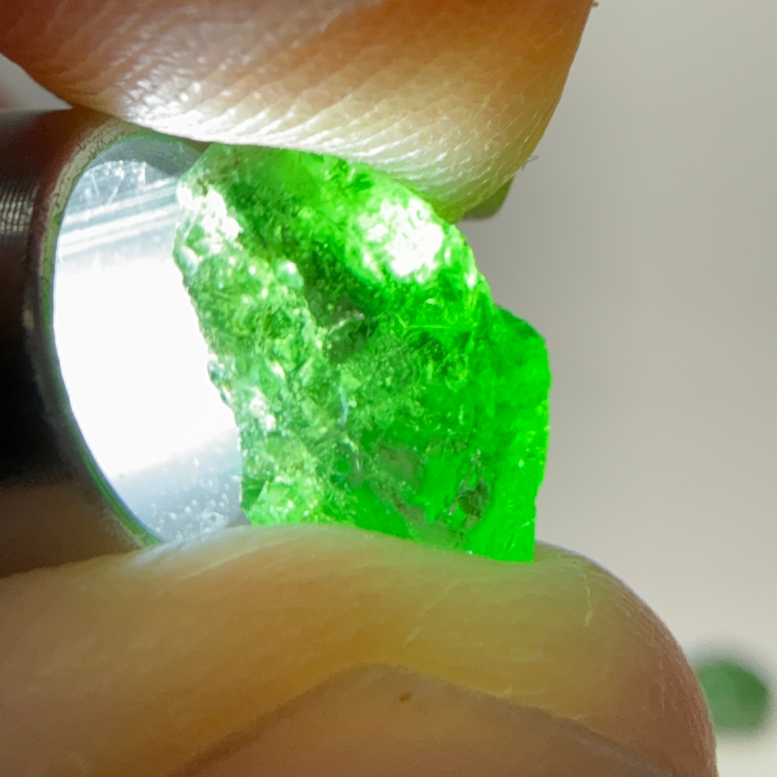 Tsavorite Garnet, Tanzania, 1.90ct, Untreated Unheated, slightly included to included, good for setting as is or cutting slightly included to included