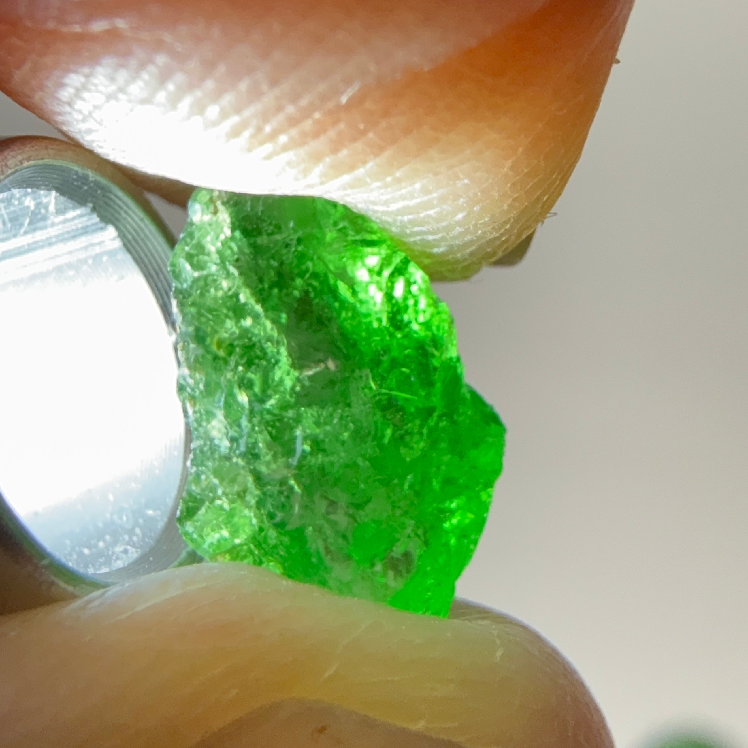 Tsavorite Garnet, Tanzania, 1.90ct, Untreated Unheated, slightly included to included, good for setting as is or cutting slightly included to included