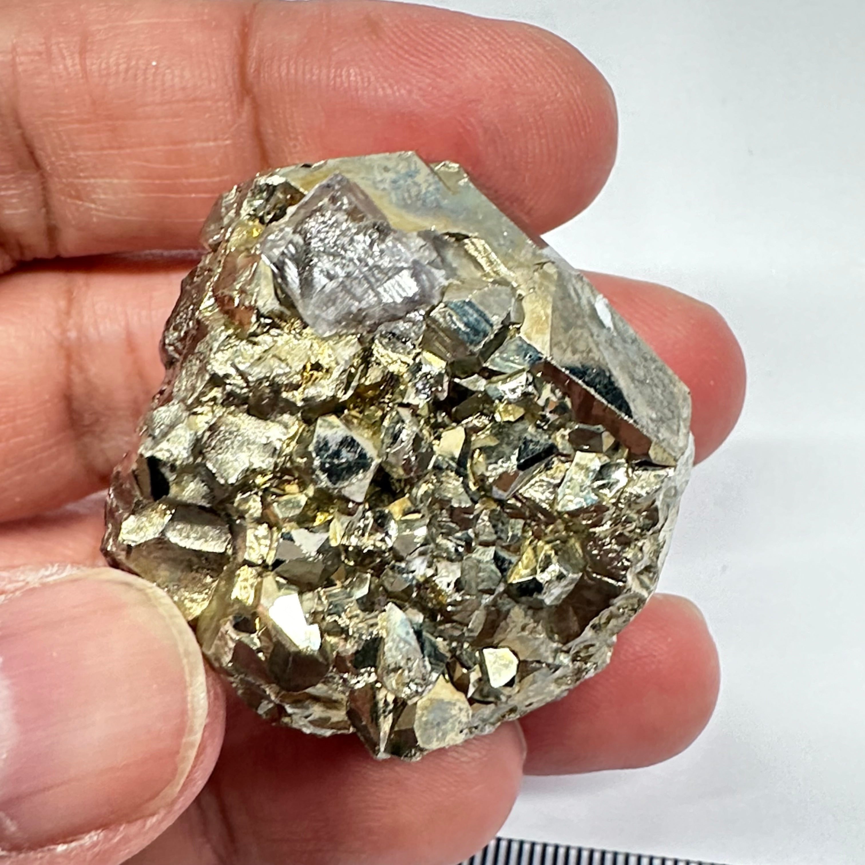 Pyrite, 90.10gm, Merelani, Tanzania, Untreated Unheated, same mines as Tanzanite, natural mirror crystal faces, this one has tanzanite and some Prehinite, I have circled the tz